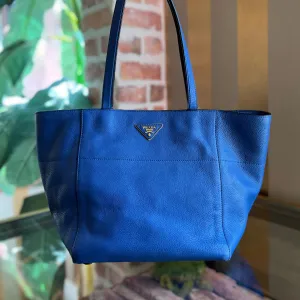PRADA Blue Vitello Daino Leather Tote Bag TS3966