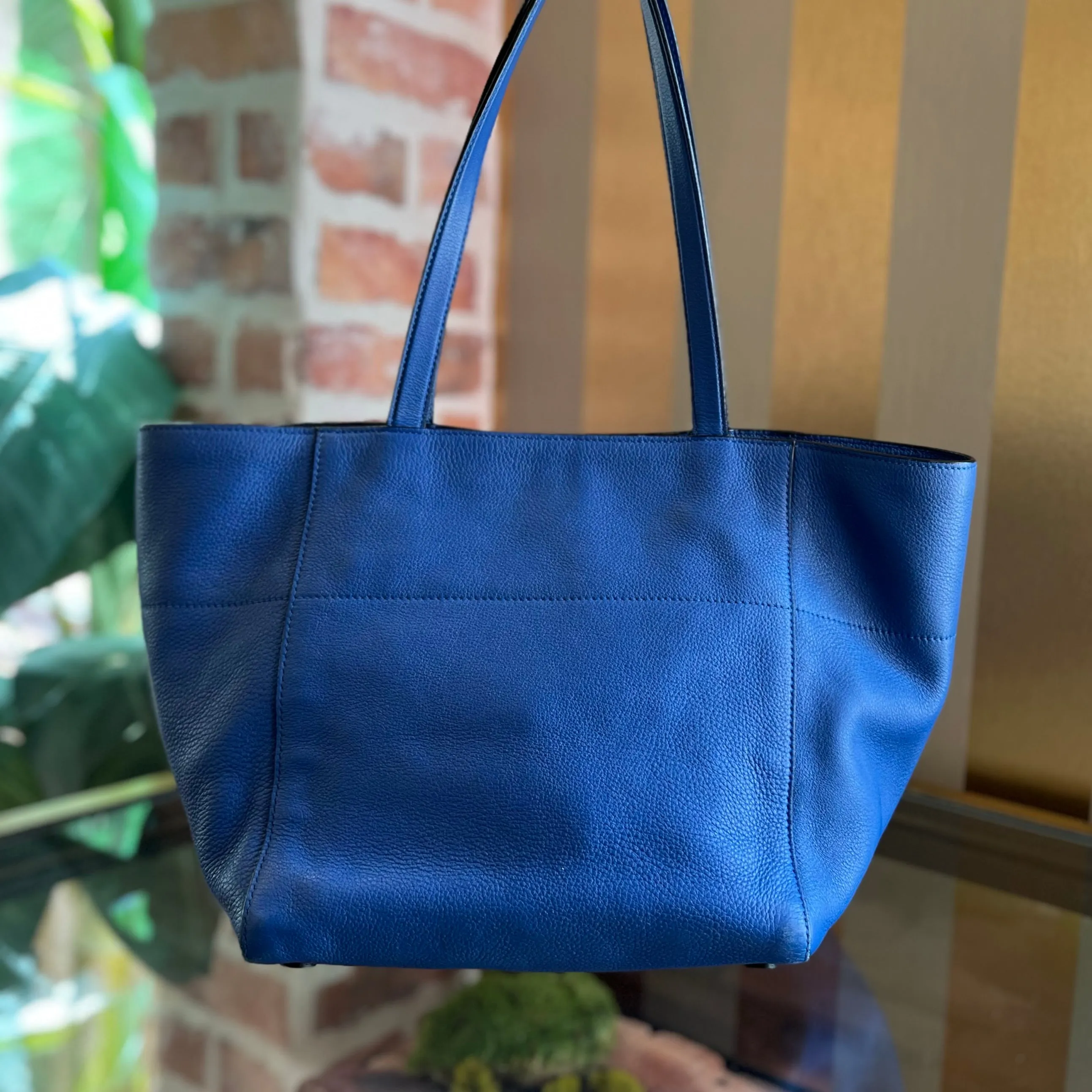 PRADA Blue Vitello Daino Leather Tote Bag TS3966