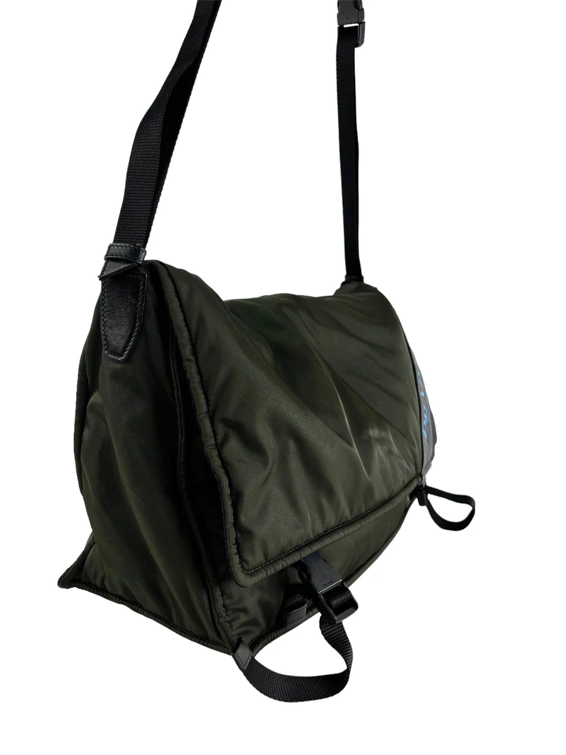 Prada Olive Nylon Puffer Crossbody Satchel