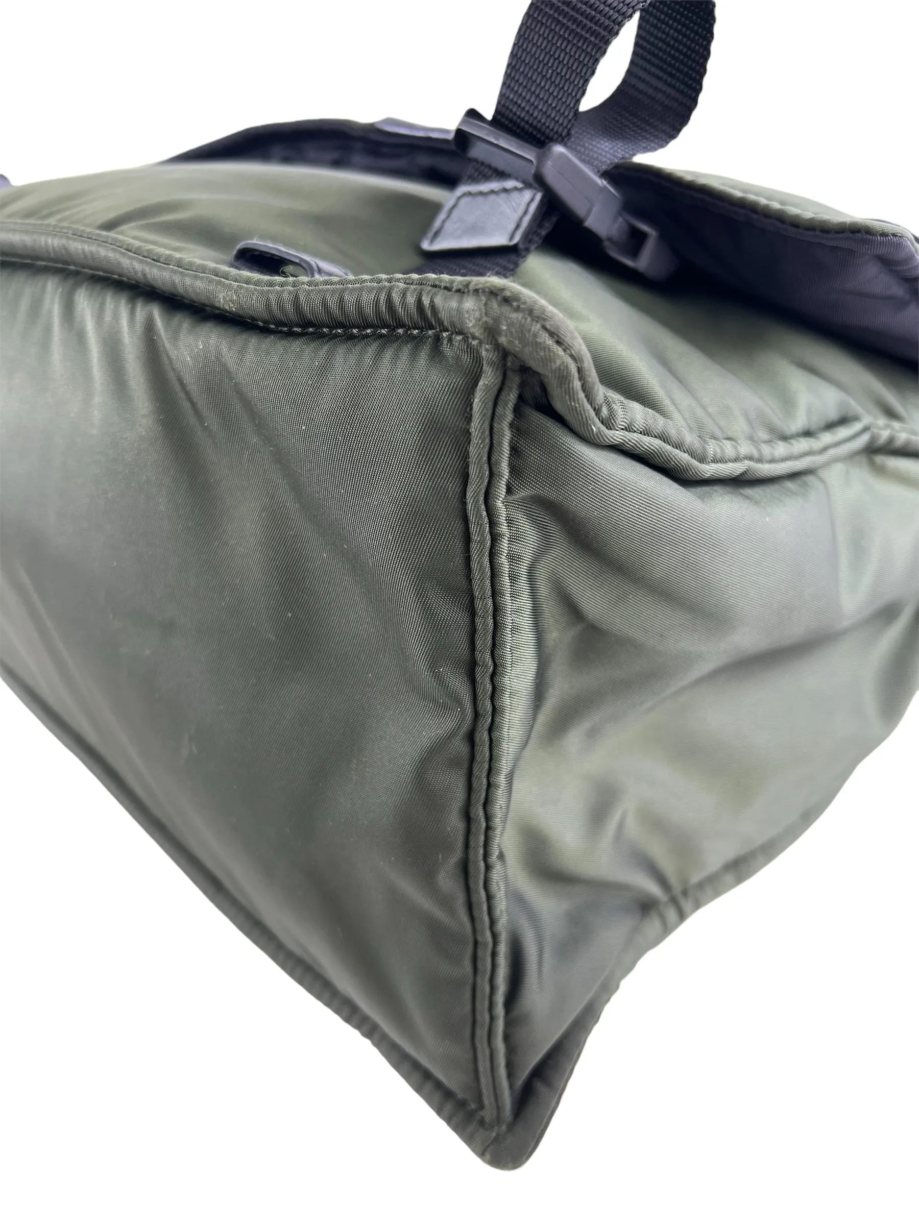 Prada Olive Nylon Puffer Crossbody Satchel