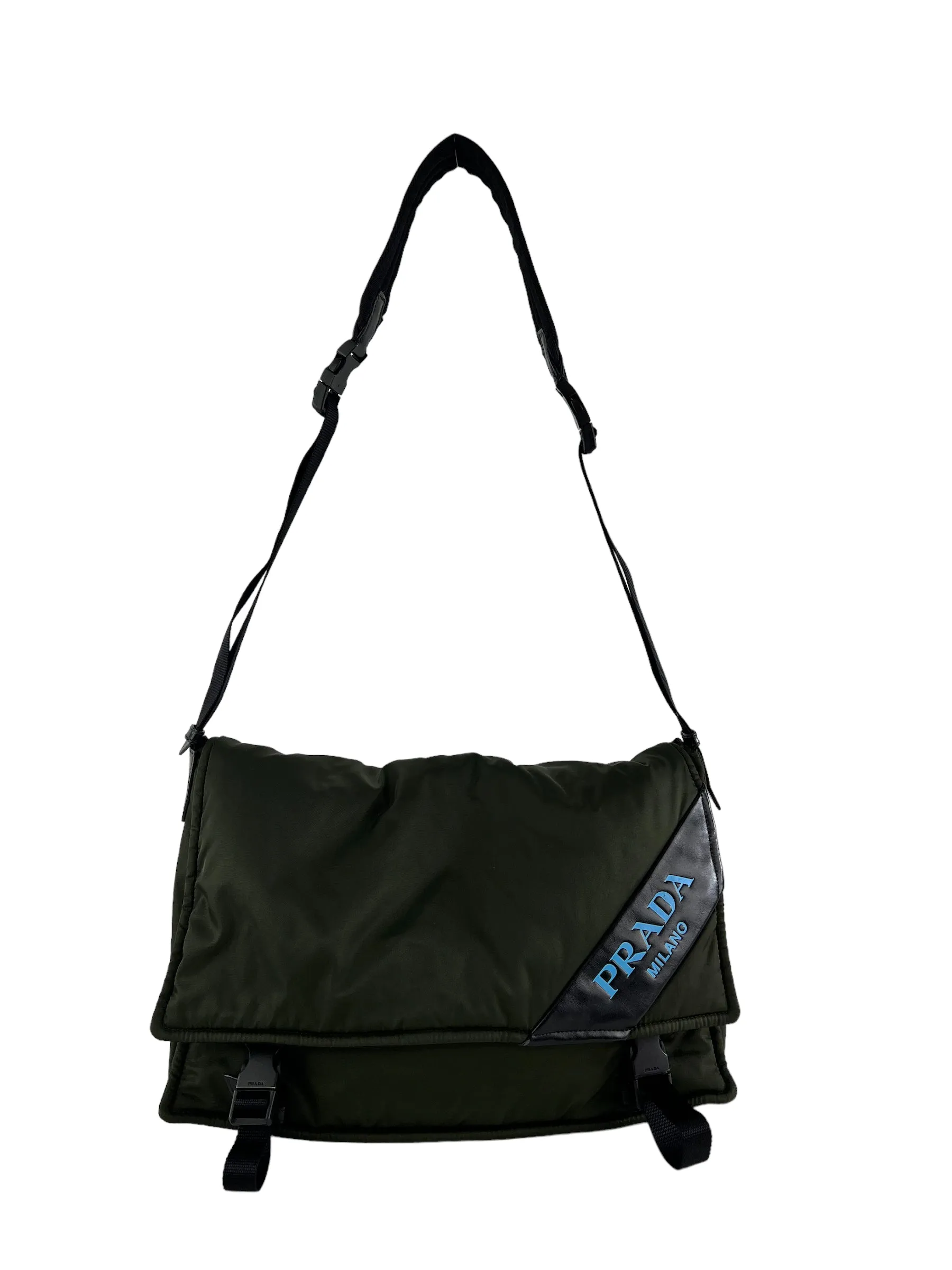Prada Olive Nylon Puffer Crossbody Satchel