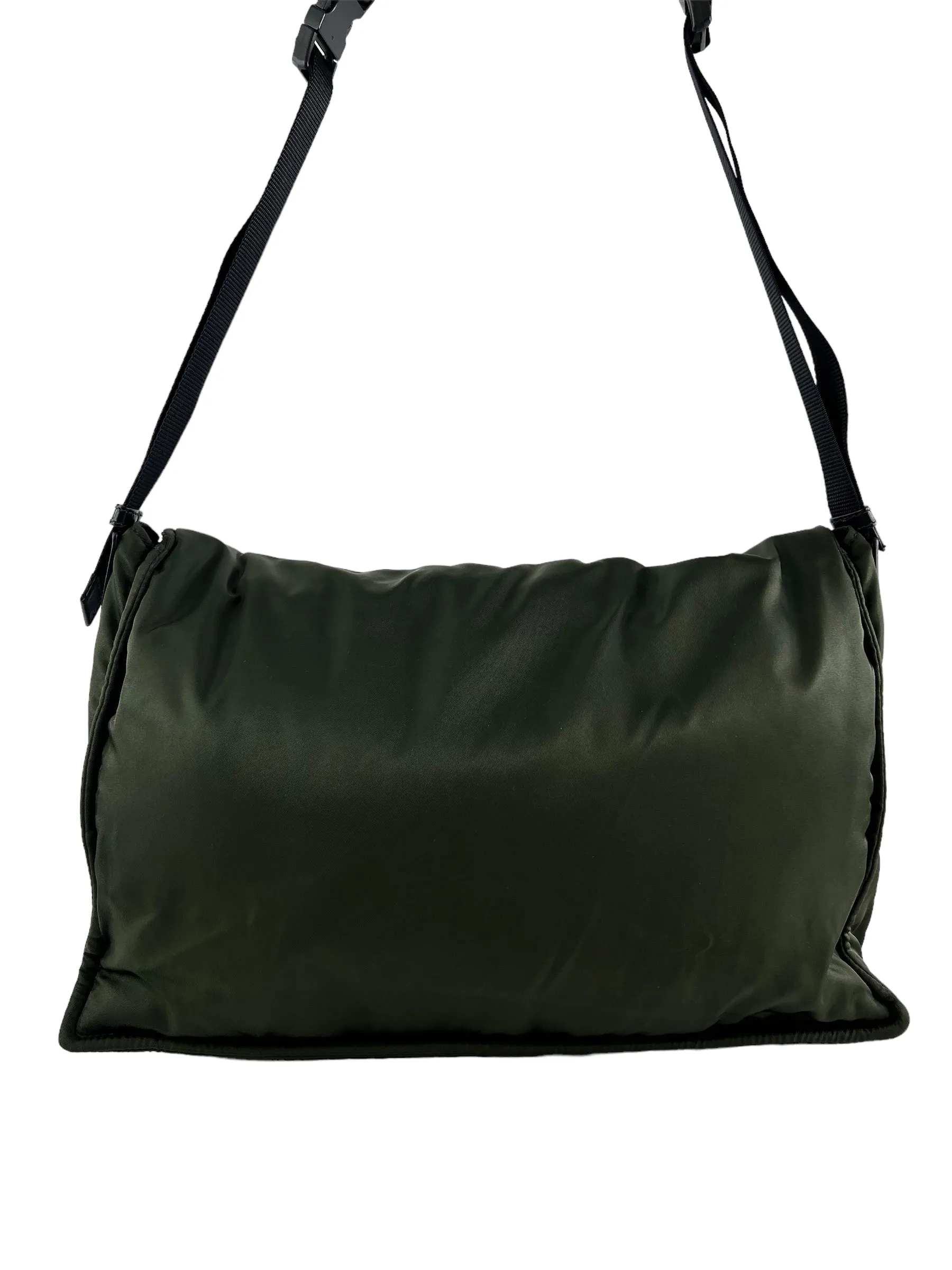 Prada Olive Nylon Puffer Crossbody Satchel