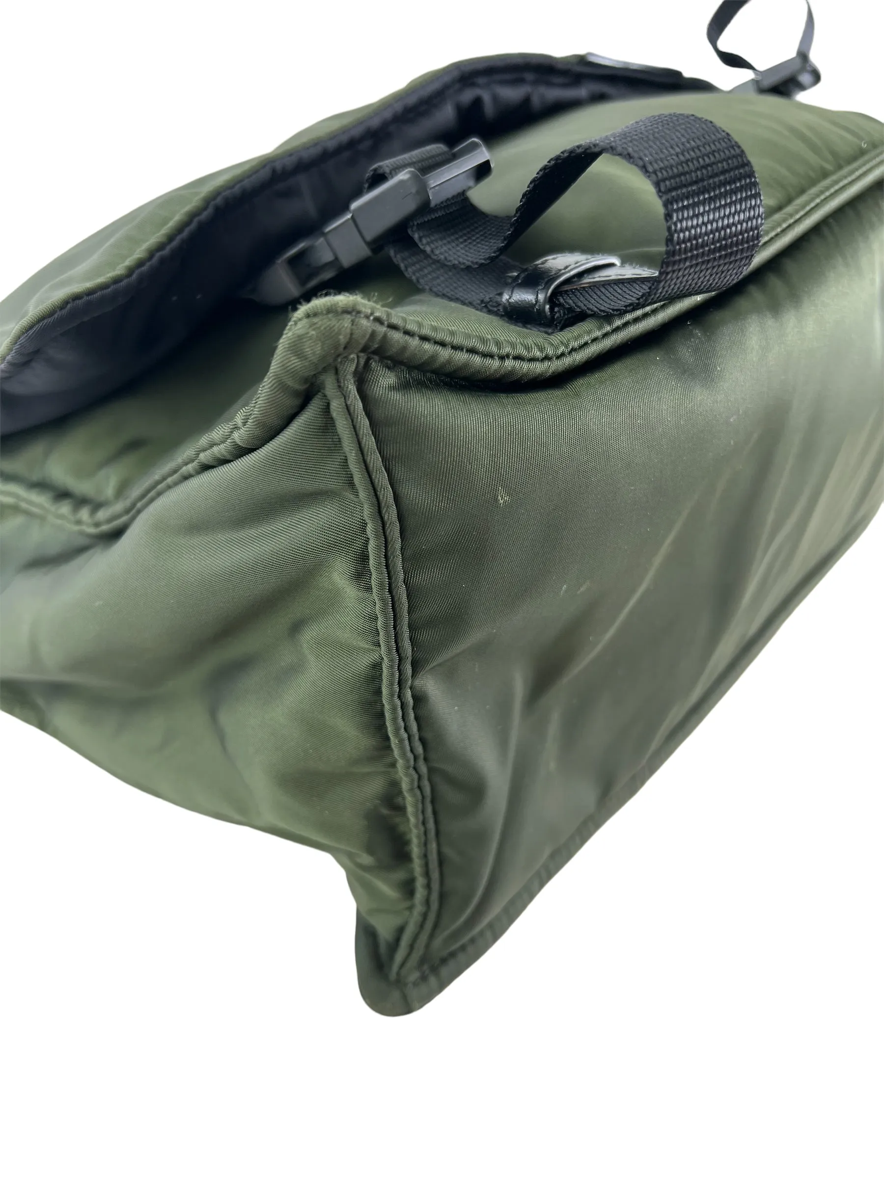 Prada Olive Nylon Puffer Crossbody Satchel
