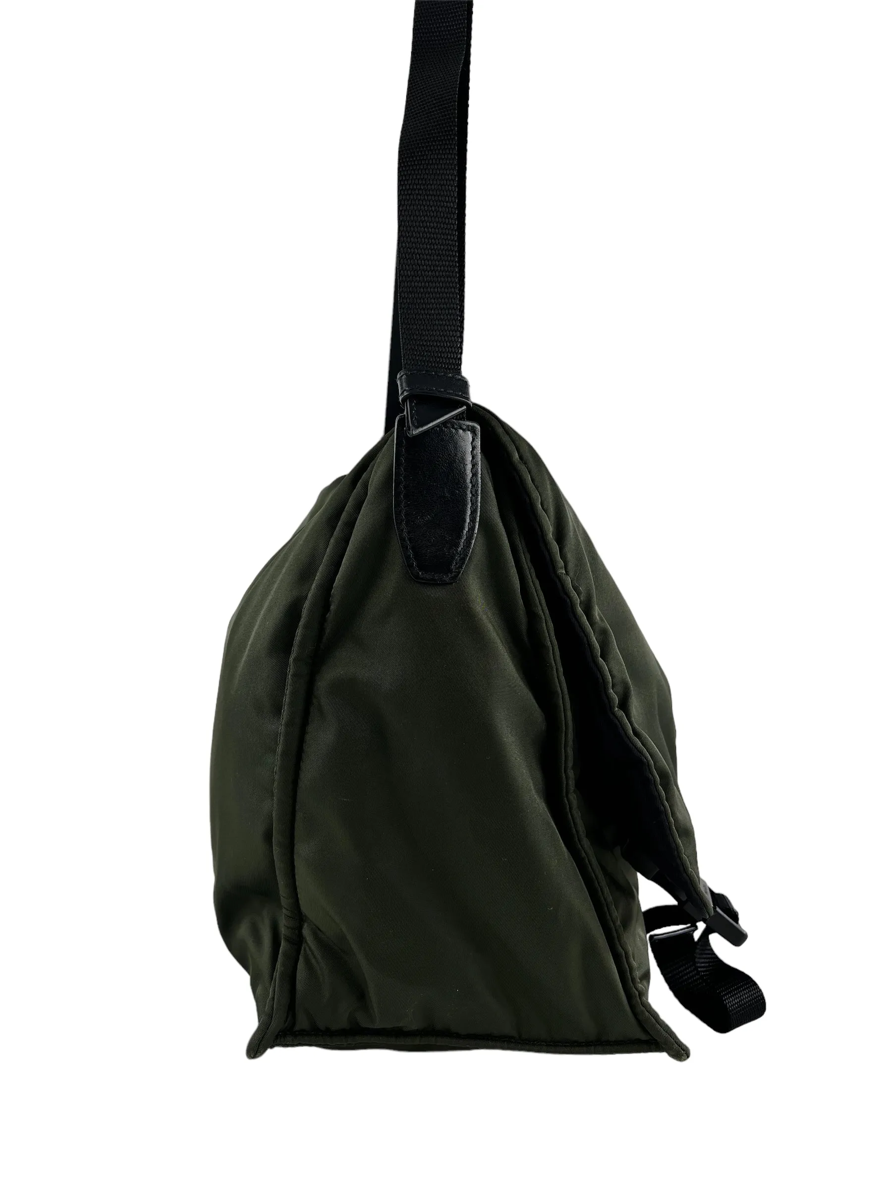 Prada Olive Nylon Puffer Crossbody Satchel