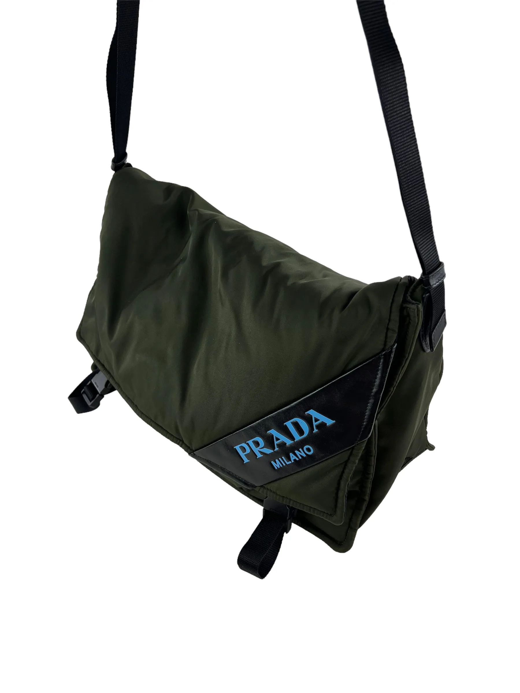 Prada Olive Nylon Puffer Crossbody Satchel