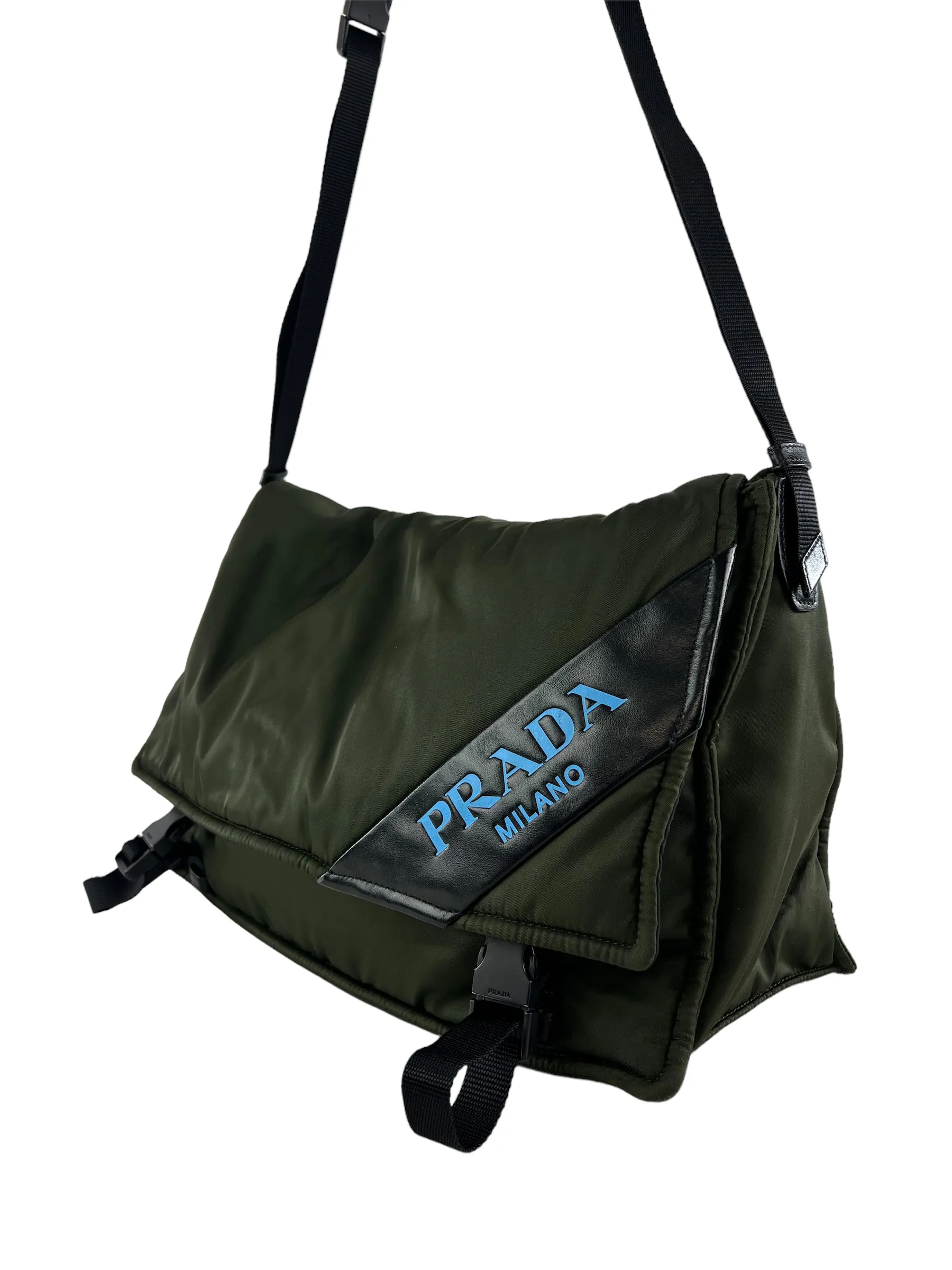 Prada Olive Nylon Puffer Crossbody Satchel