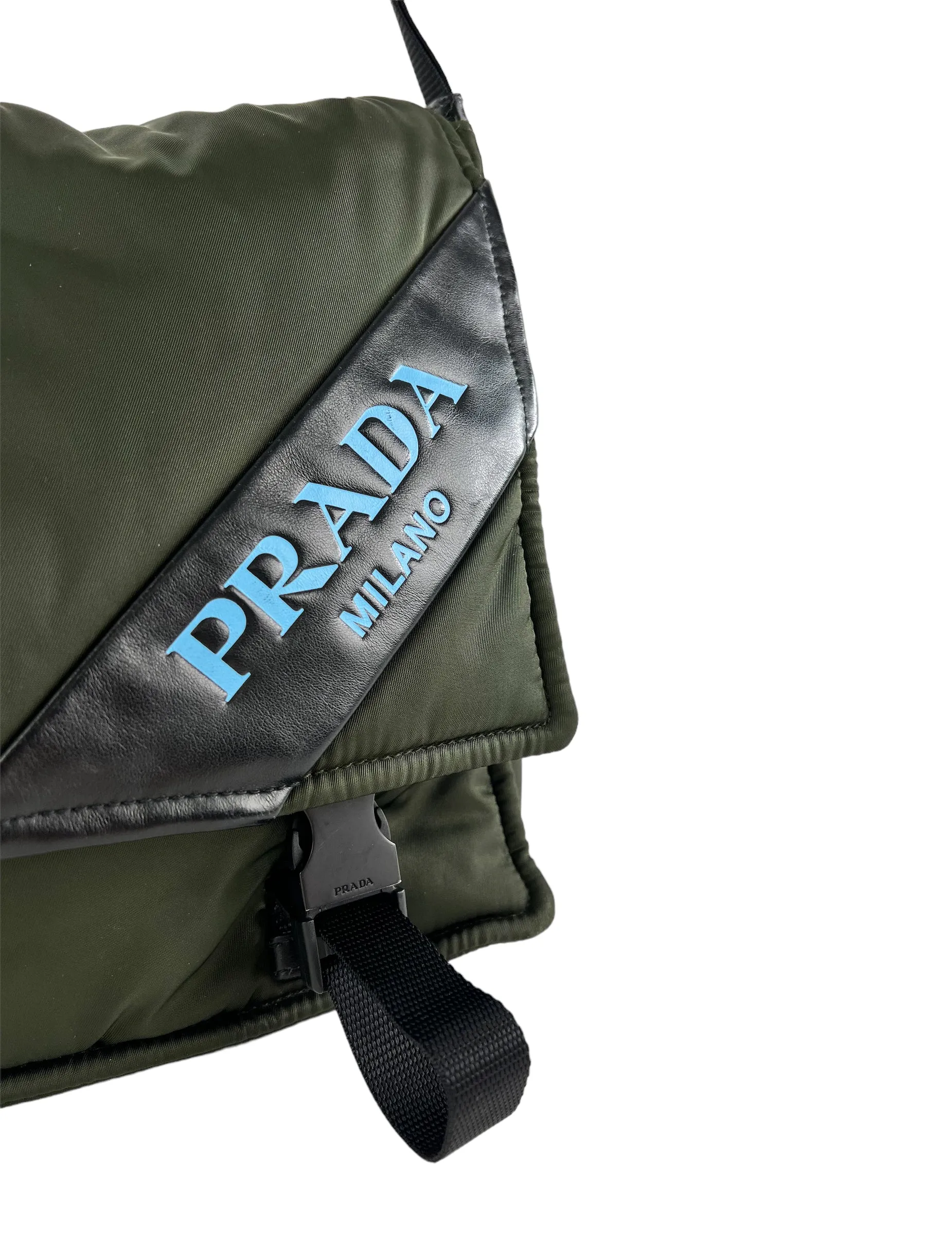 Prada Olive Nylon Puffer Crossbody Satchel