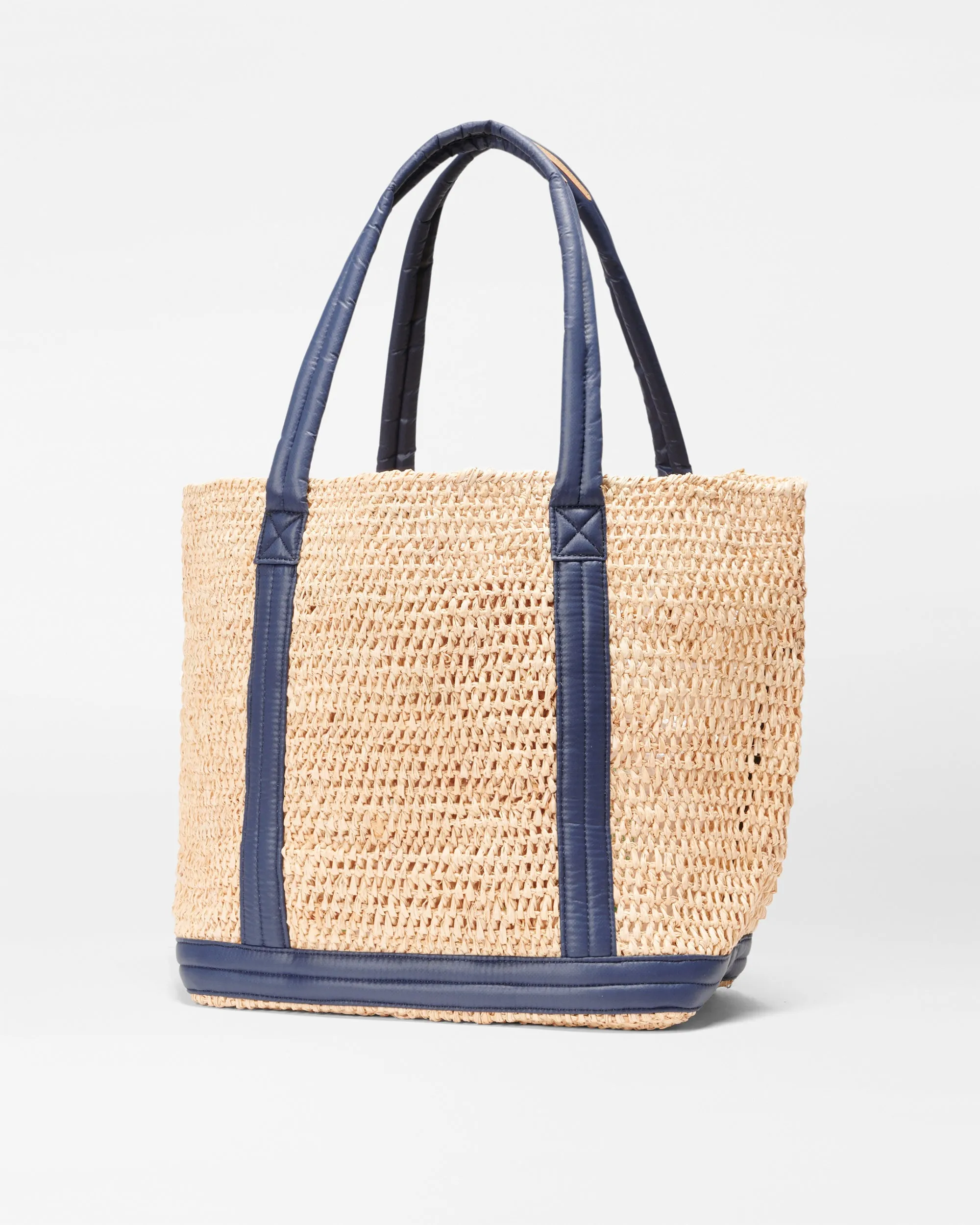 Raffia/Navy Medium Raffia Tote