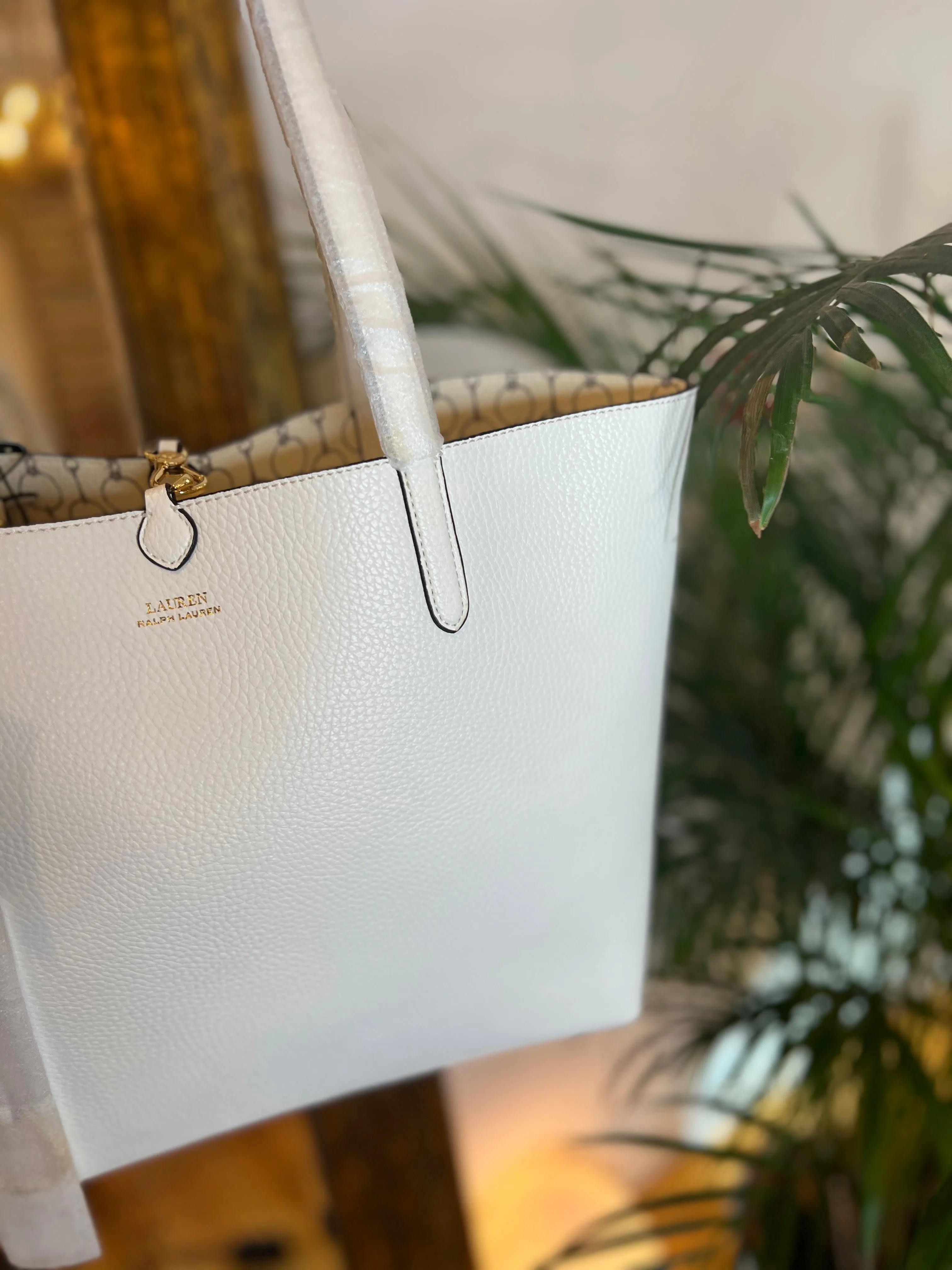 Ralph Lauren White Leather Tote