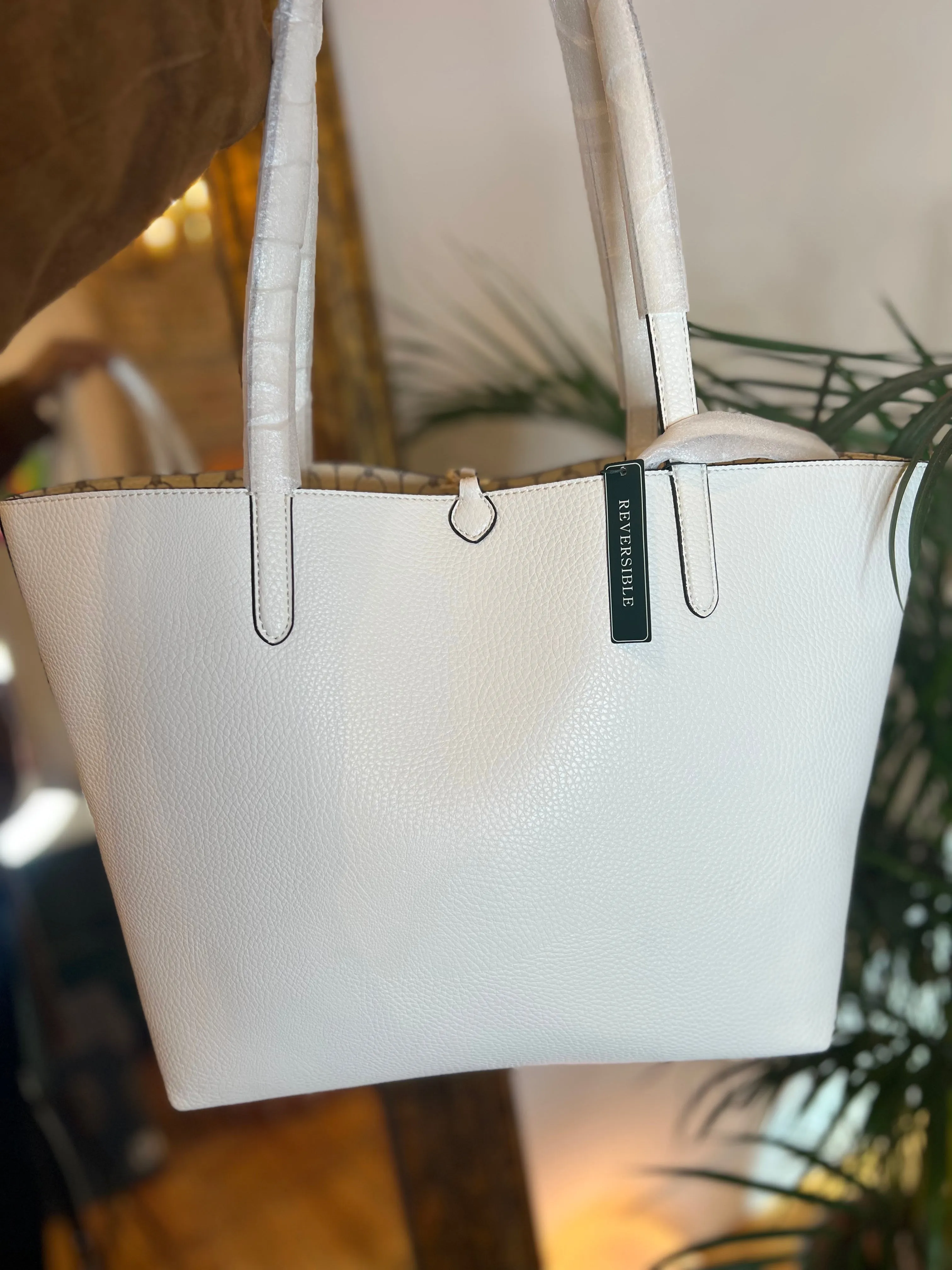 Ralph Lauren White Leather Tote