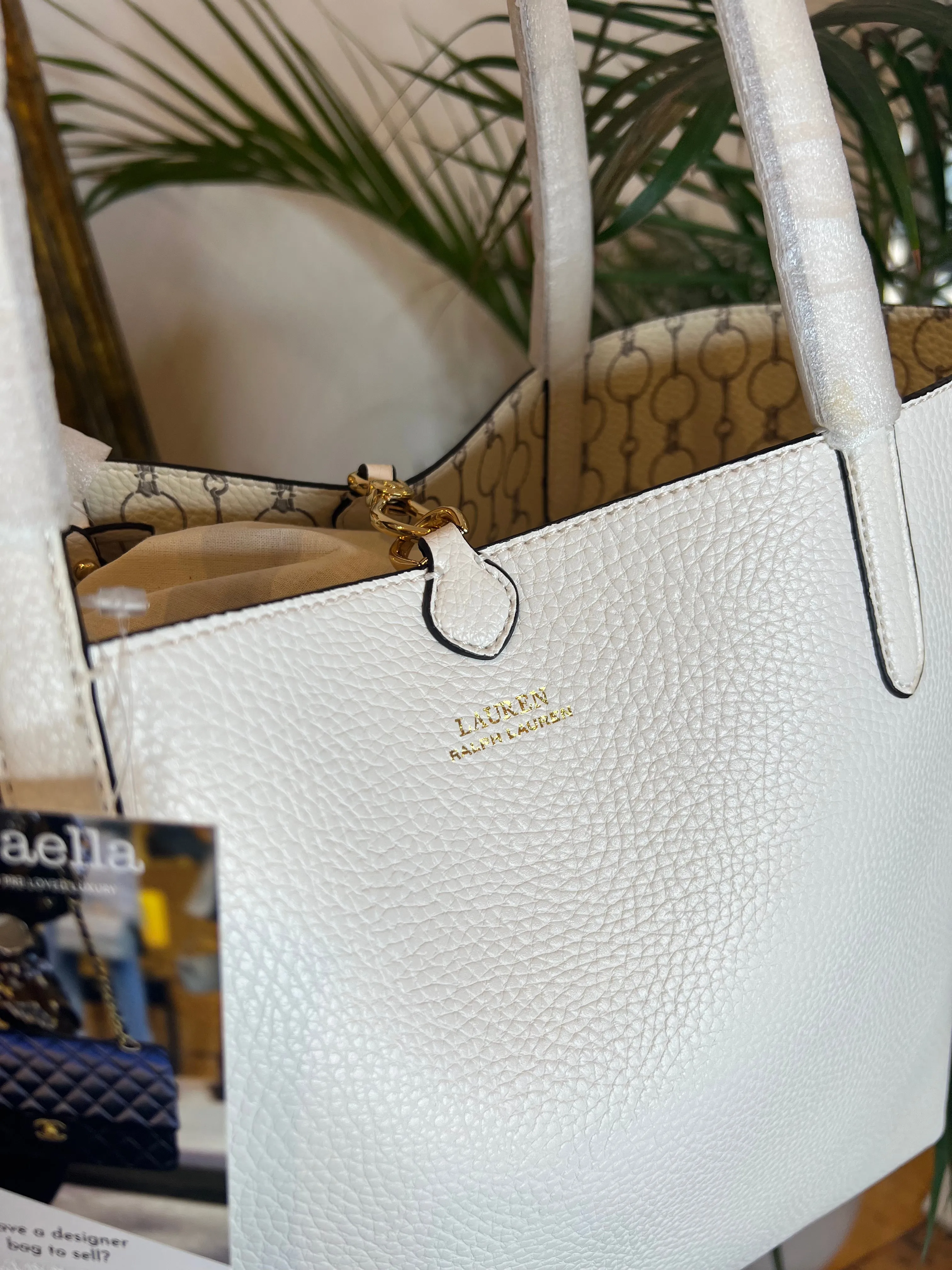 Ralph Lauren White Leather Tote