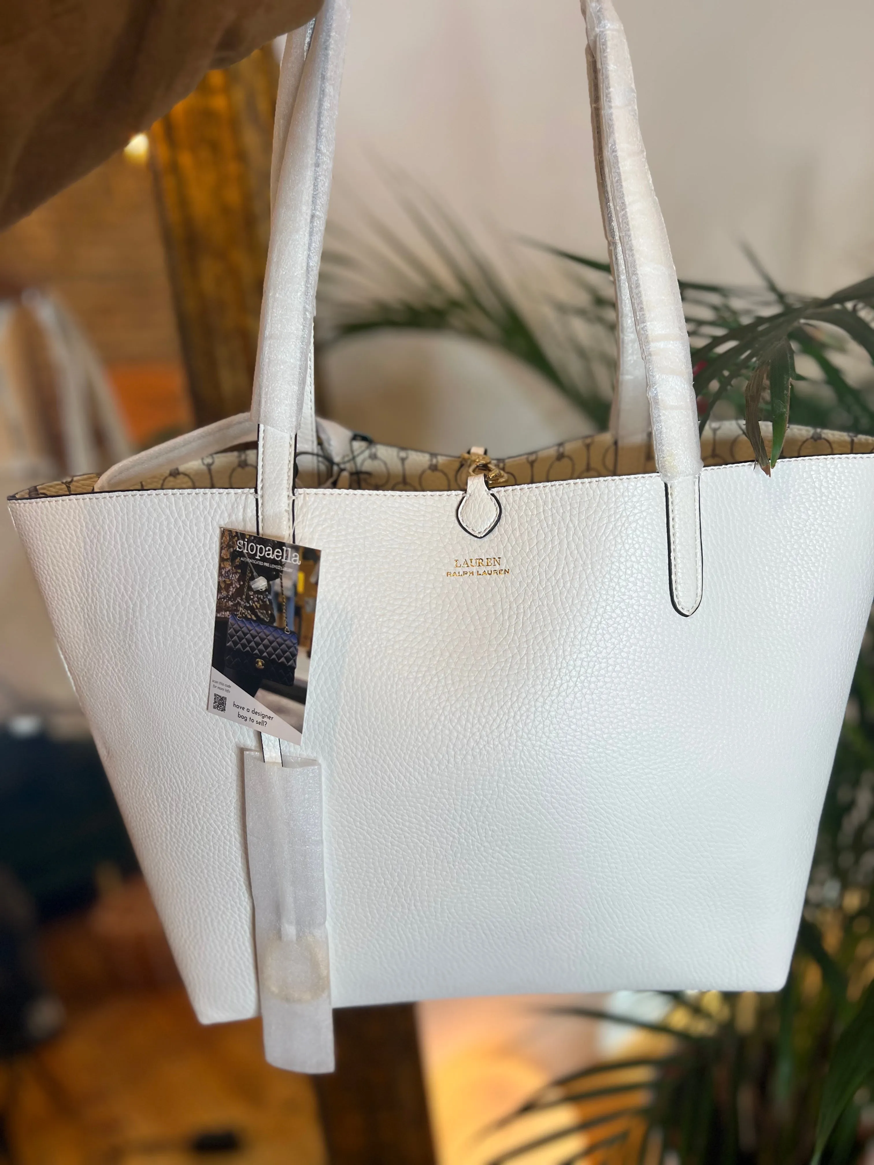 Ralph Lauren White Leather Tote