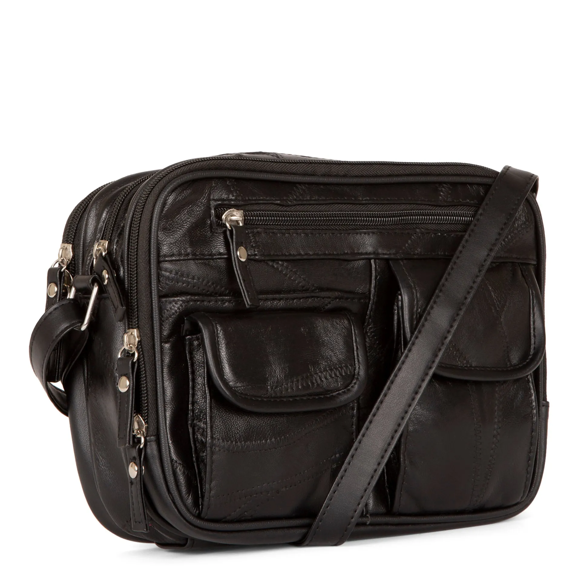 RFID Patch Leather Crossbody