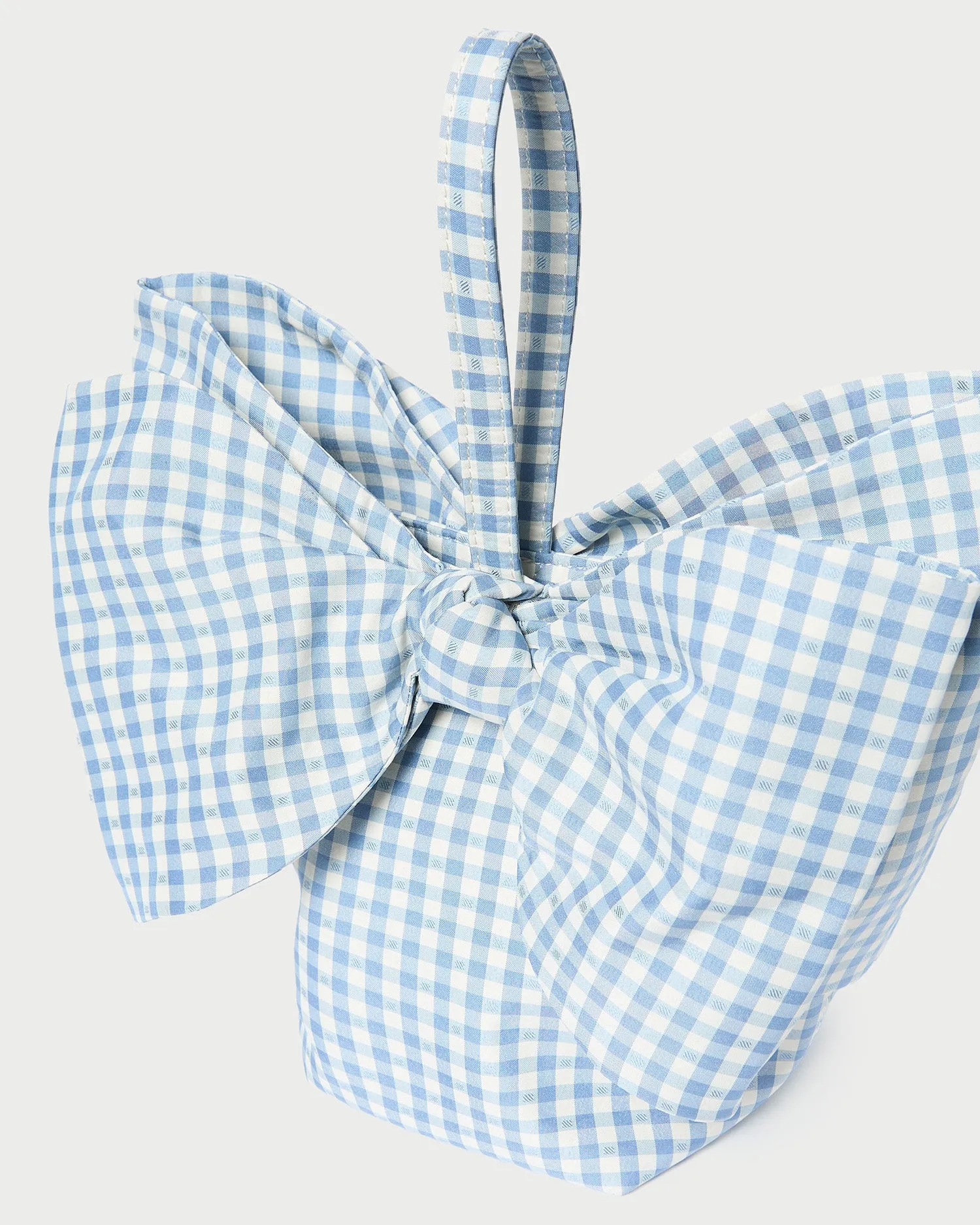 Ruby Blue Gingham Bow Bag