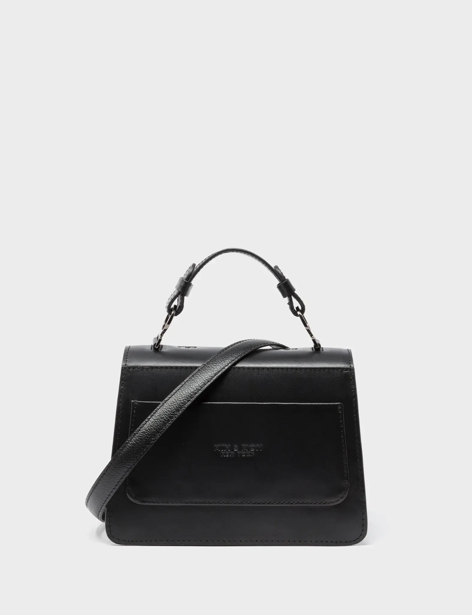 Silas Black Small Leather Crossbody Bag - All Over Eyes Embroidery