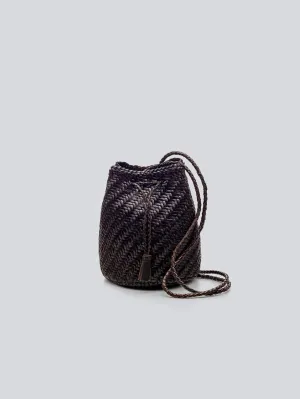 Small PomPom Double Jump Bucket Bag Brown