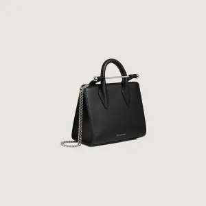 The Strathberry Nano Tote - Black with Silver Hardware
