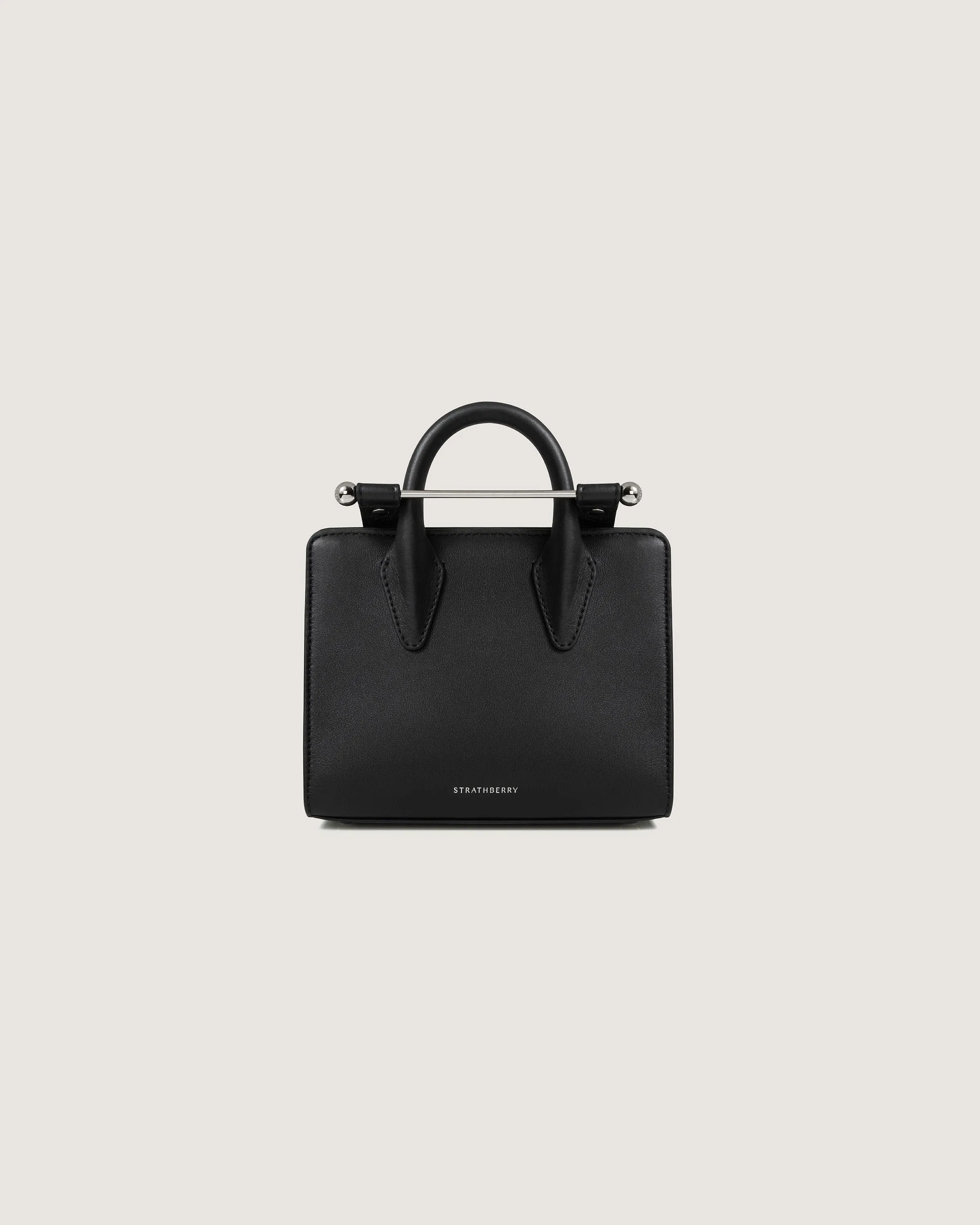The Strathberry Nano Tote - Black with Silver Hardware
