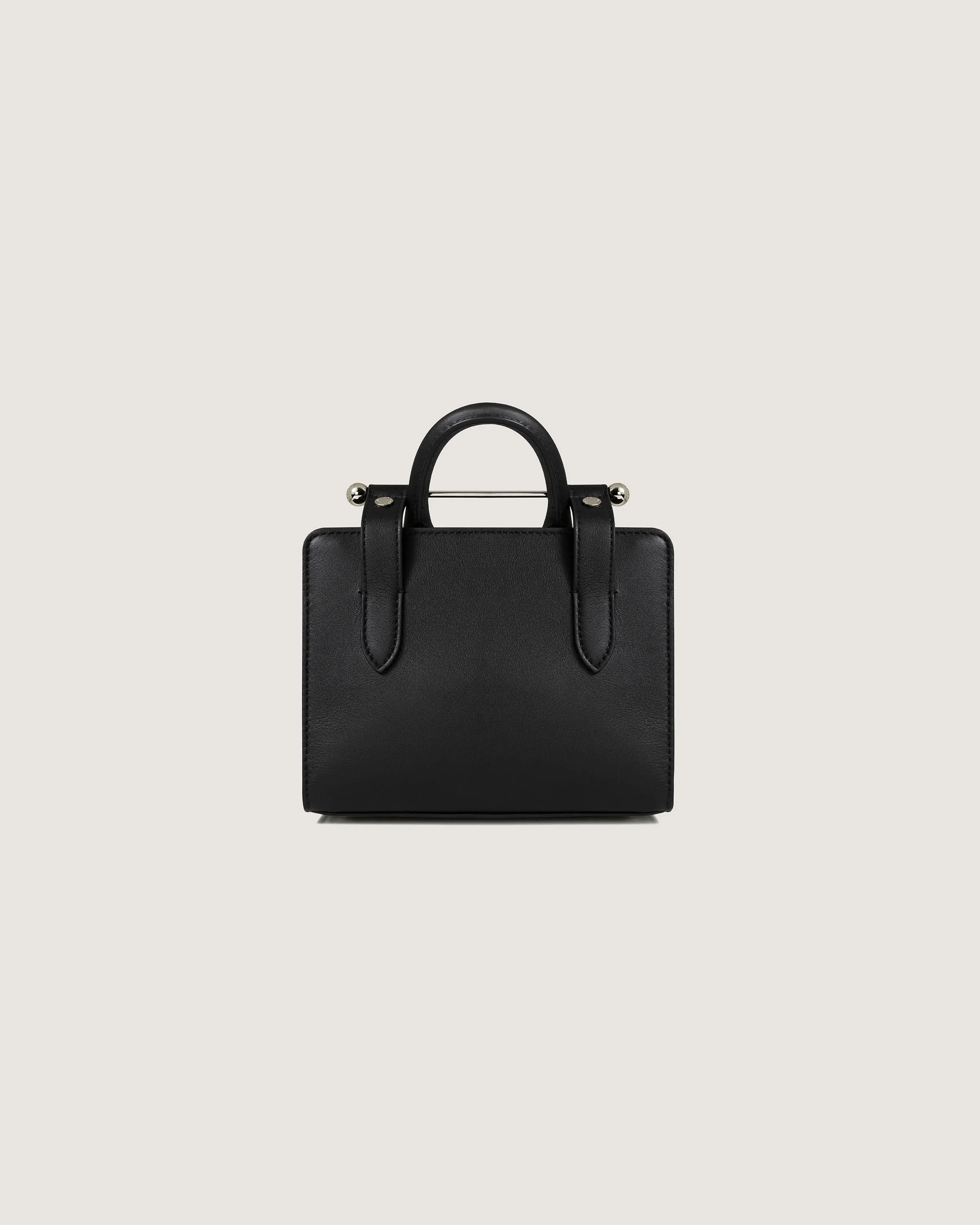 The Strathberry Nano Tote - Black with Silver Hardware