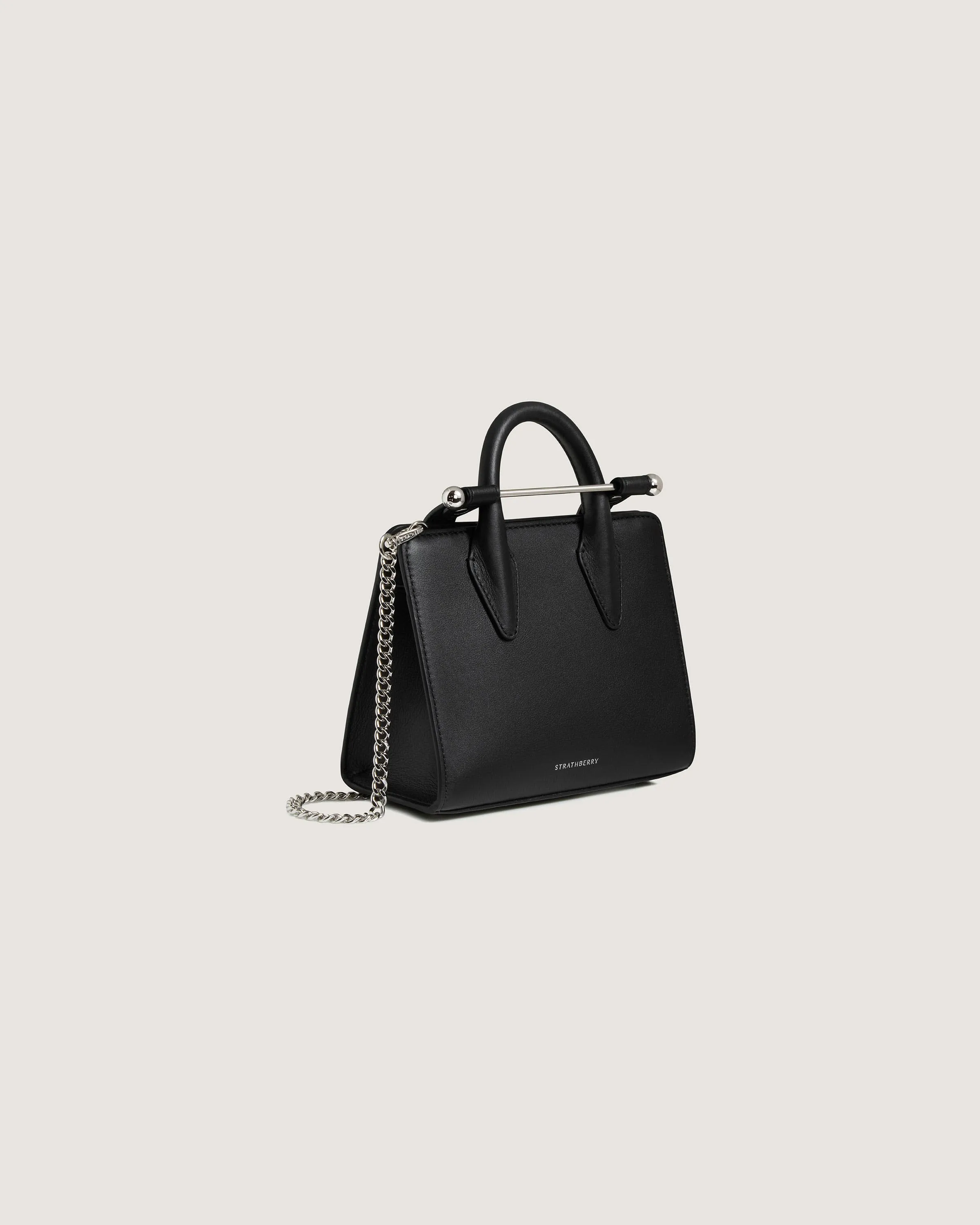 The Strathberry Nano Tote - Black with Silver Hardware