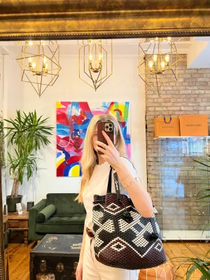 Tory Burch Aztec Woven Leather Tote