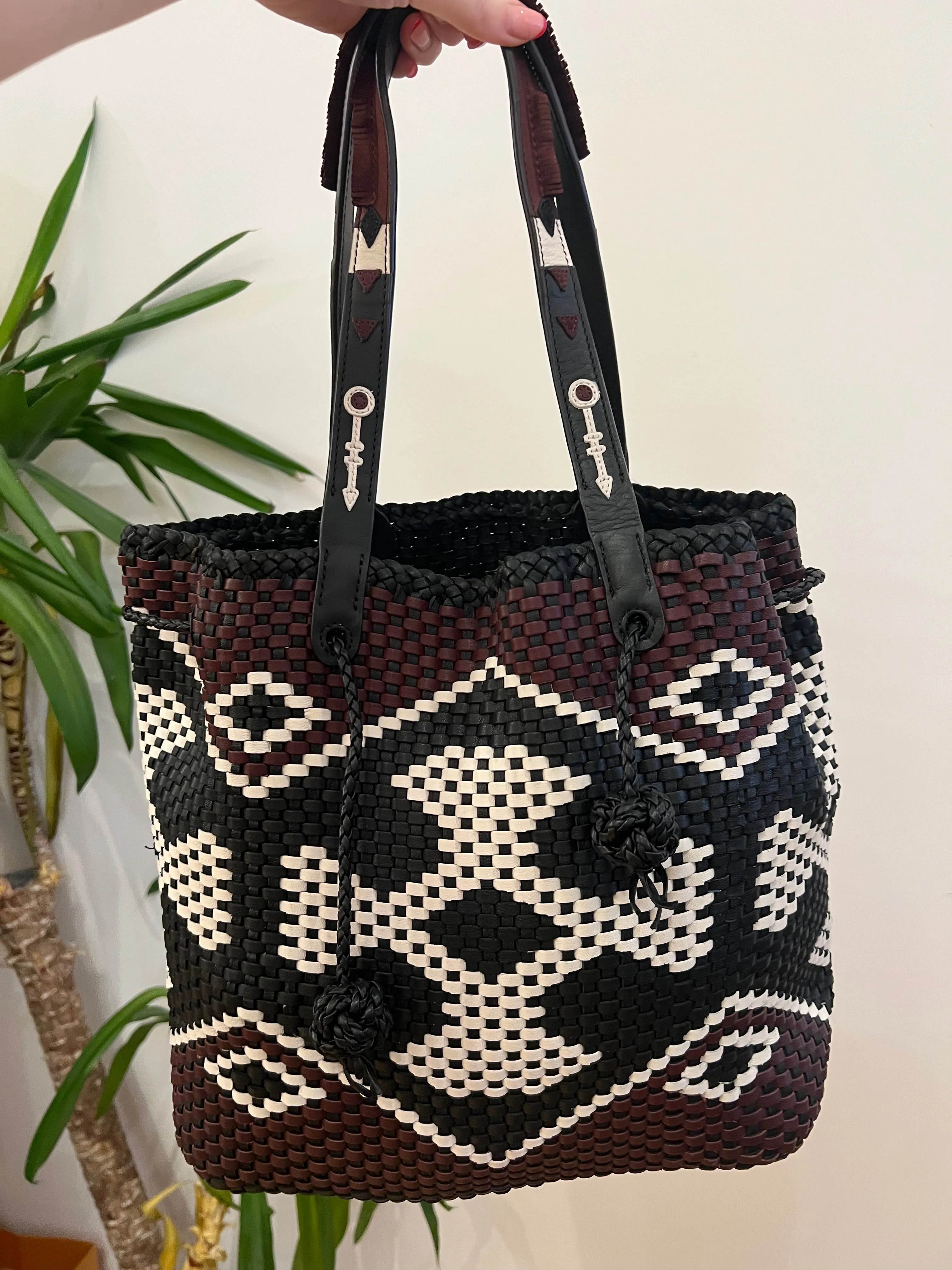 Tory Burch Aztec Woven Leather Tote