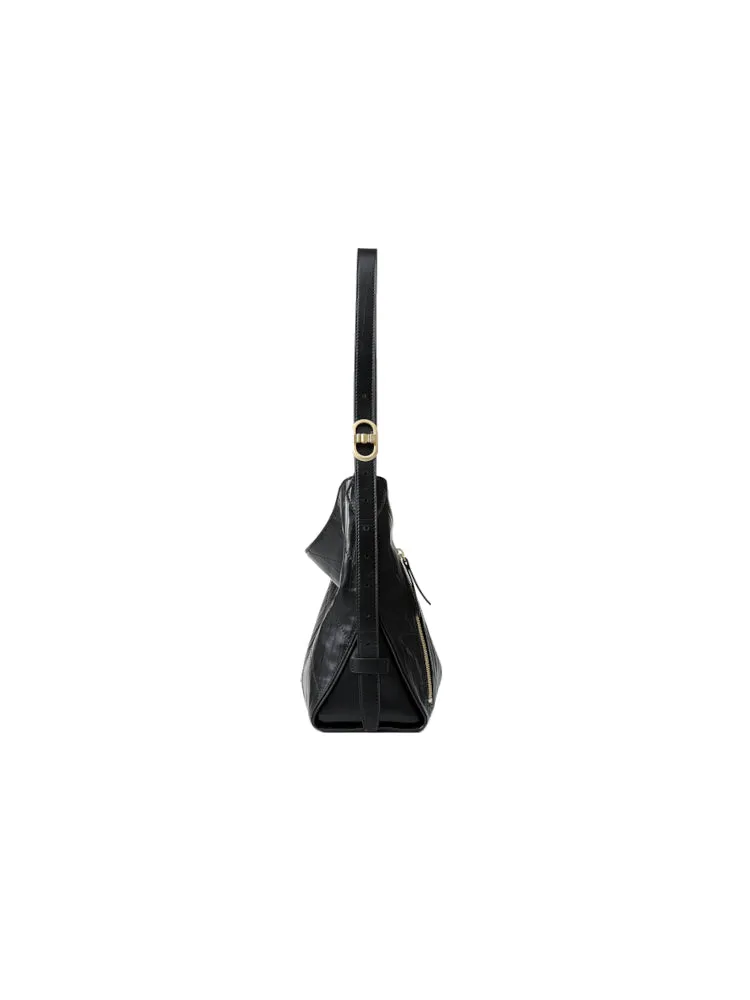 Twill Leather Shoulder Bag