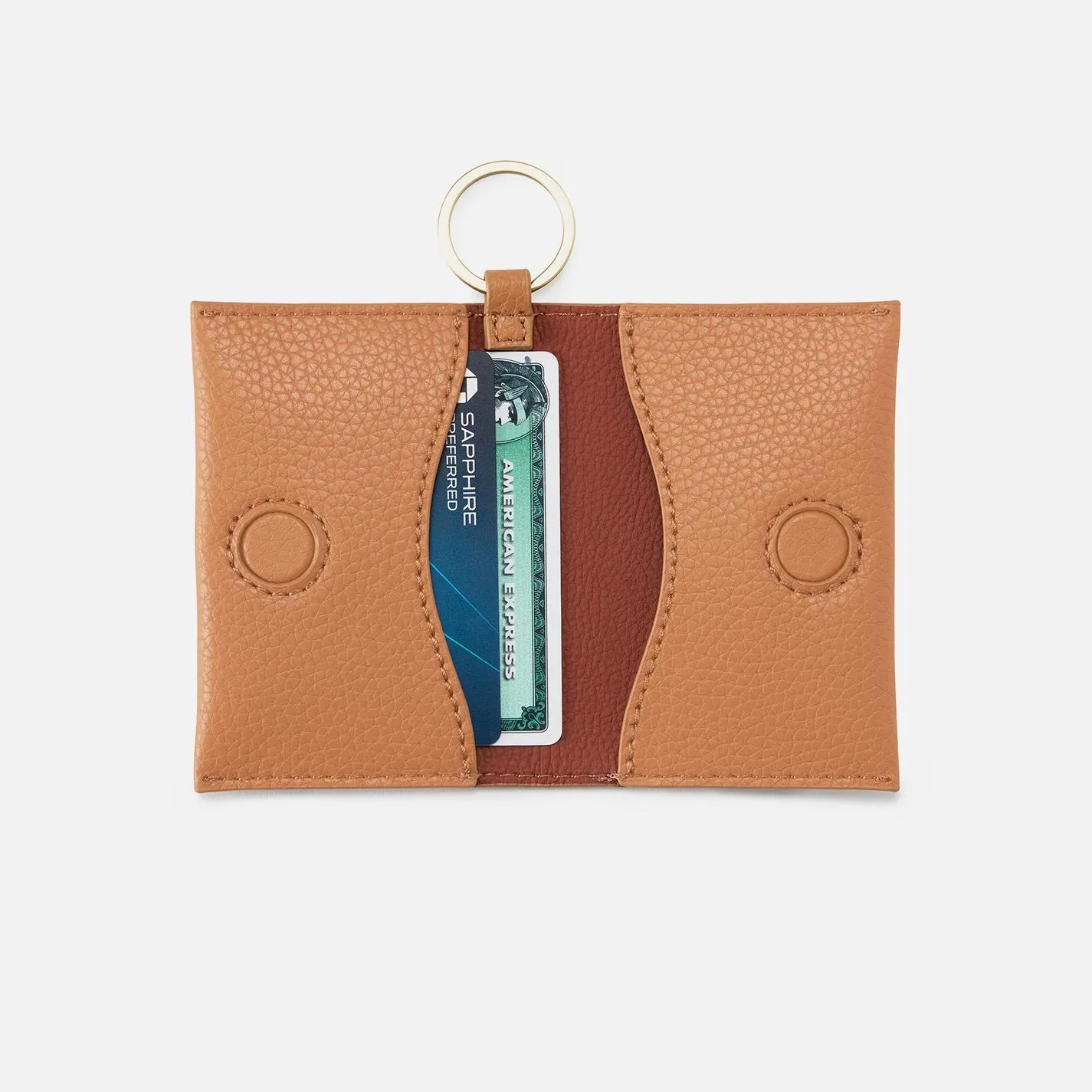 Vida Card Case in Micro Pebbled Leather - Biscuit