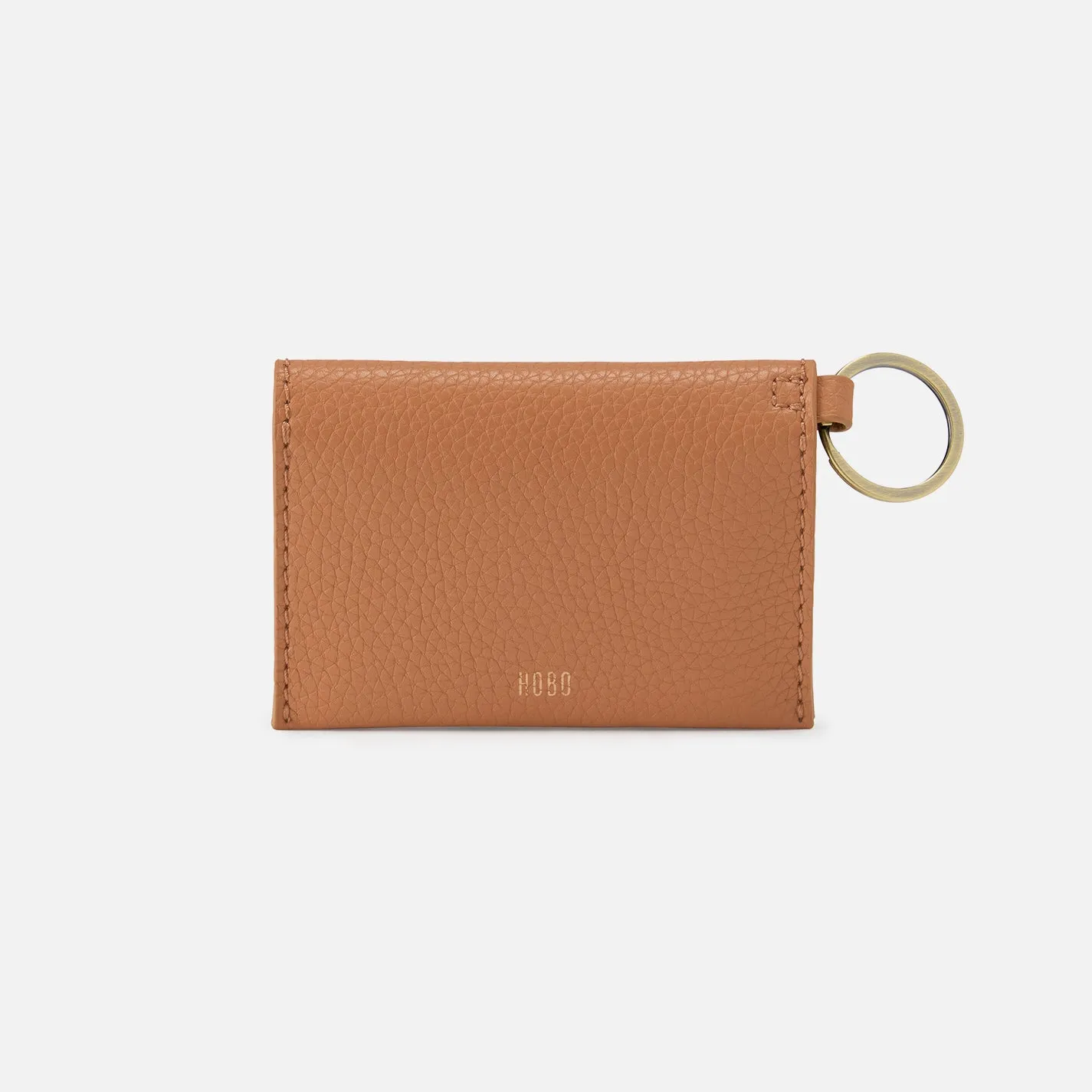 Vida Card Case in Micro Pebbled Leather - Biscuit