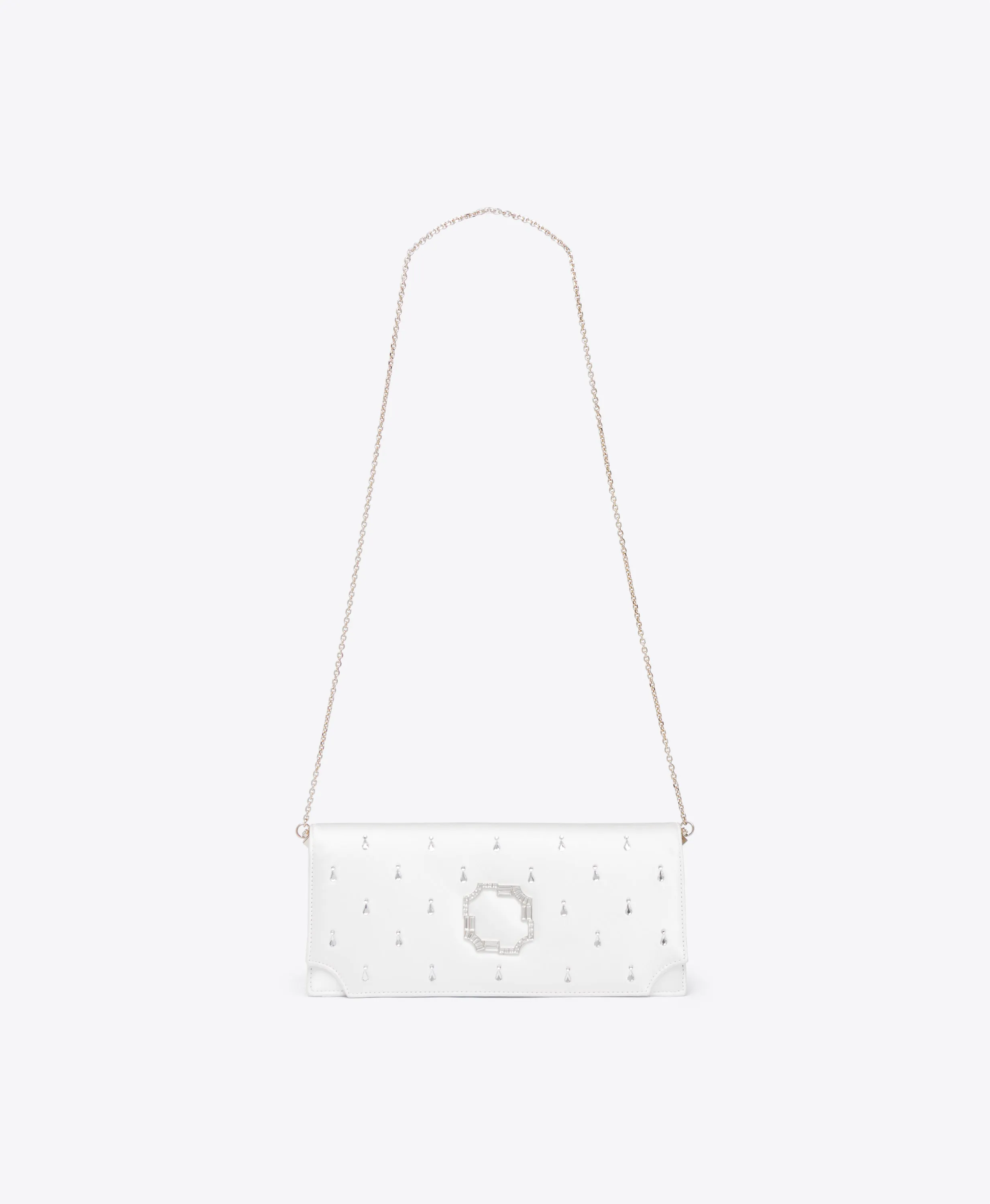 Vivien White Satin Embellished Clutch Bag