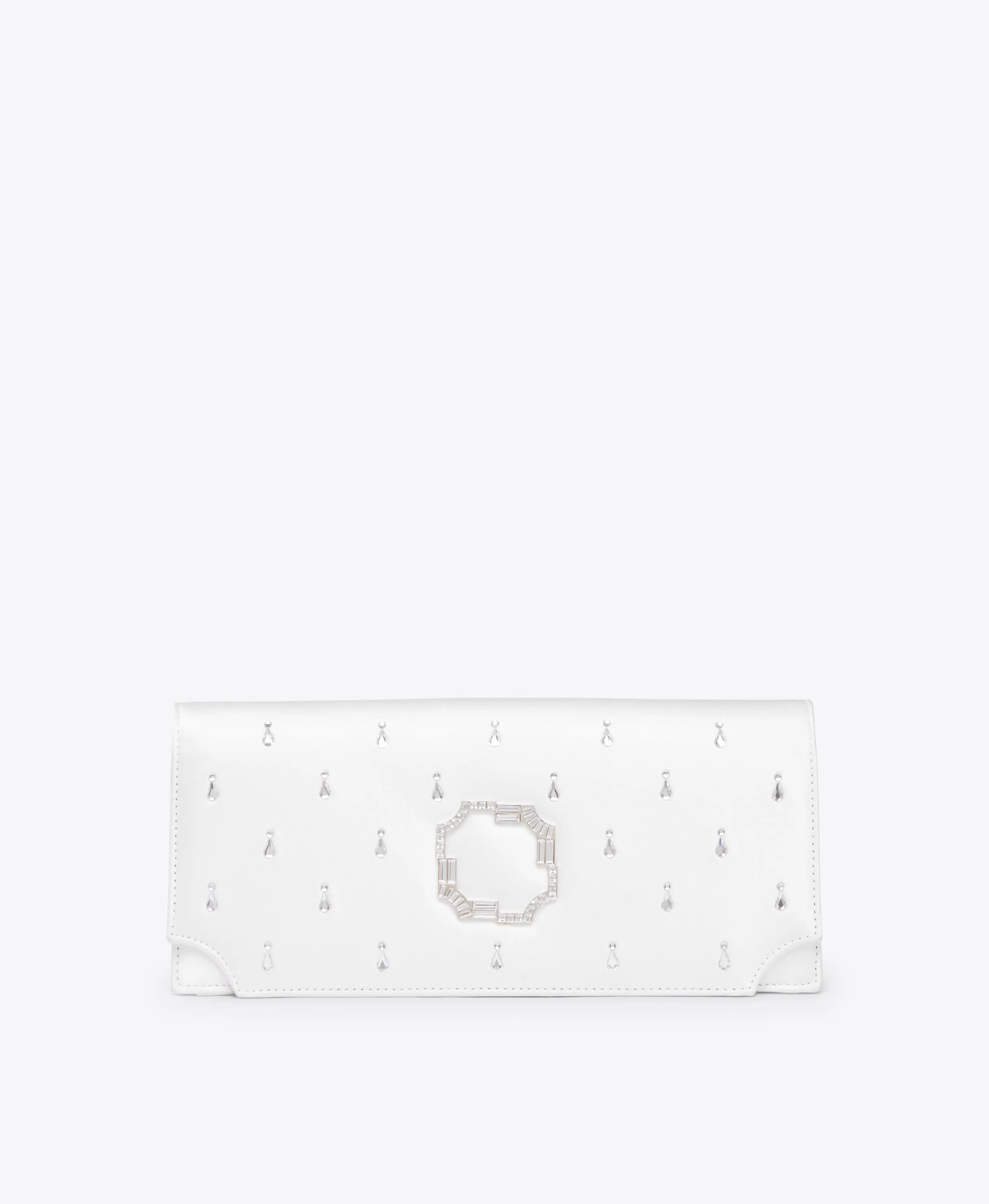 Vivien White Satin Embellished Clutch Bag