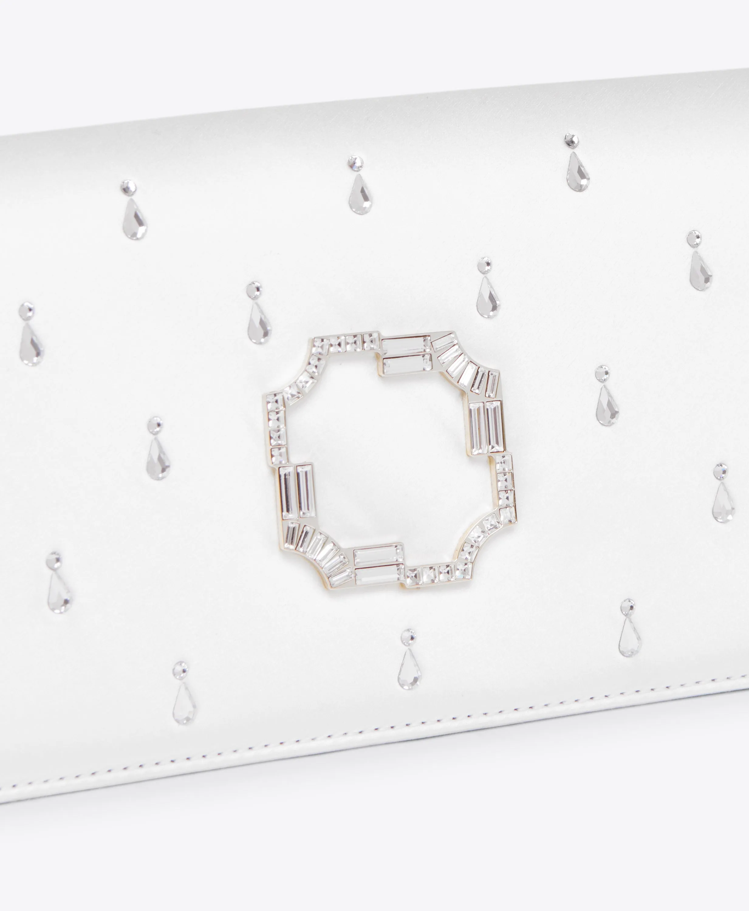 Vivien White Satin Embellished Clutch Bag