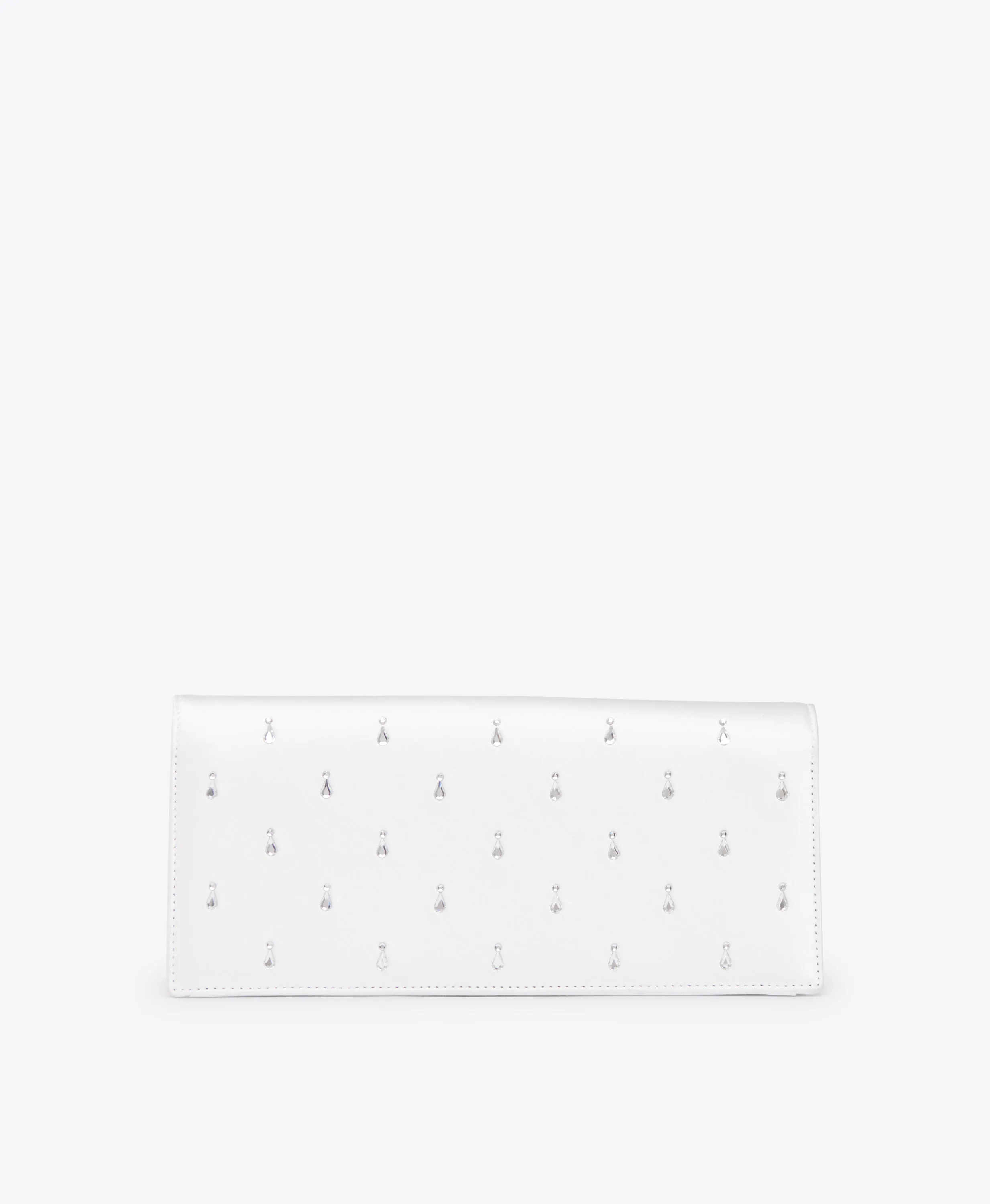 Vivien White Satin Embellished Clutch Bag