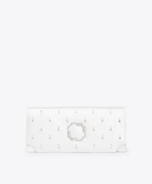 Vivien White Satin Embellished Clutch Bag