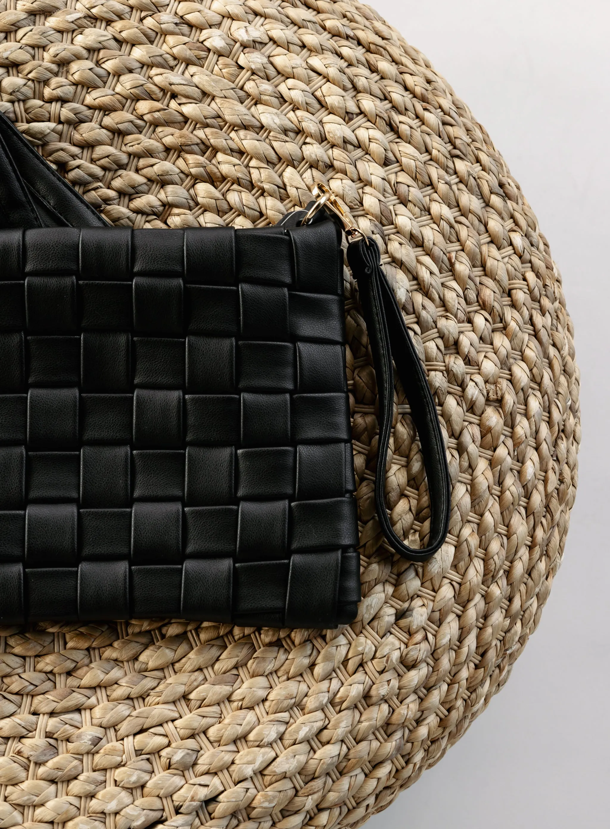 Winnie Basket Weave Bag - Black