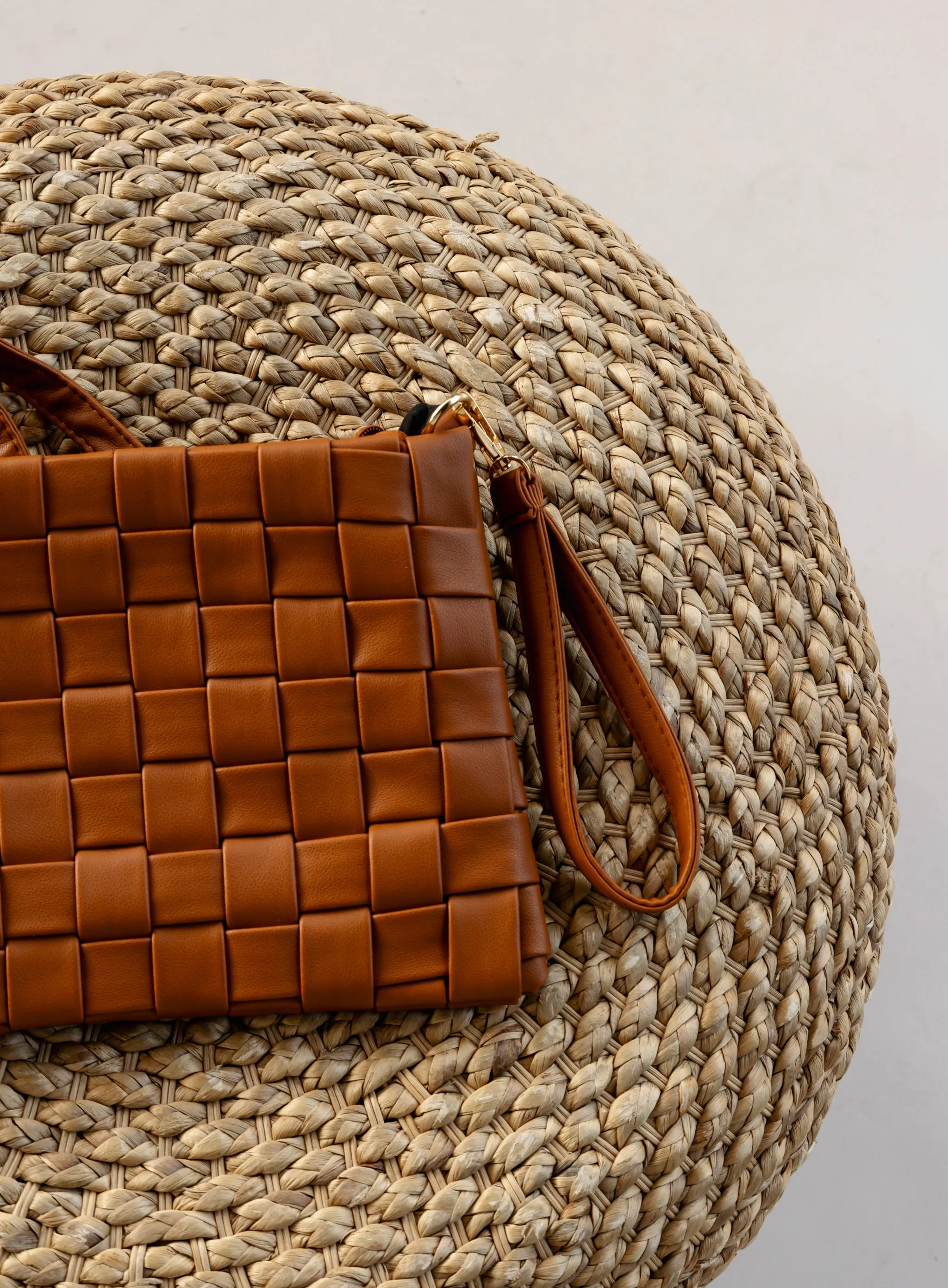 Winnie Basket Weave Bag - Brown