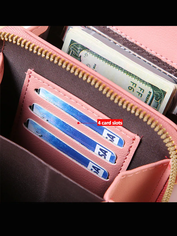 Women Crossbody Phone Wallet Bag Multi-Pocket Purse for Phones up to 6.5"