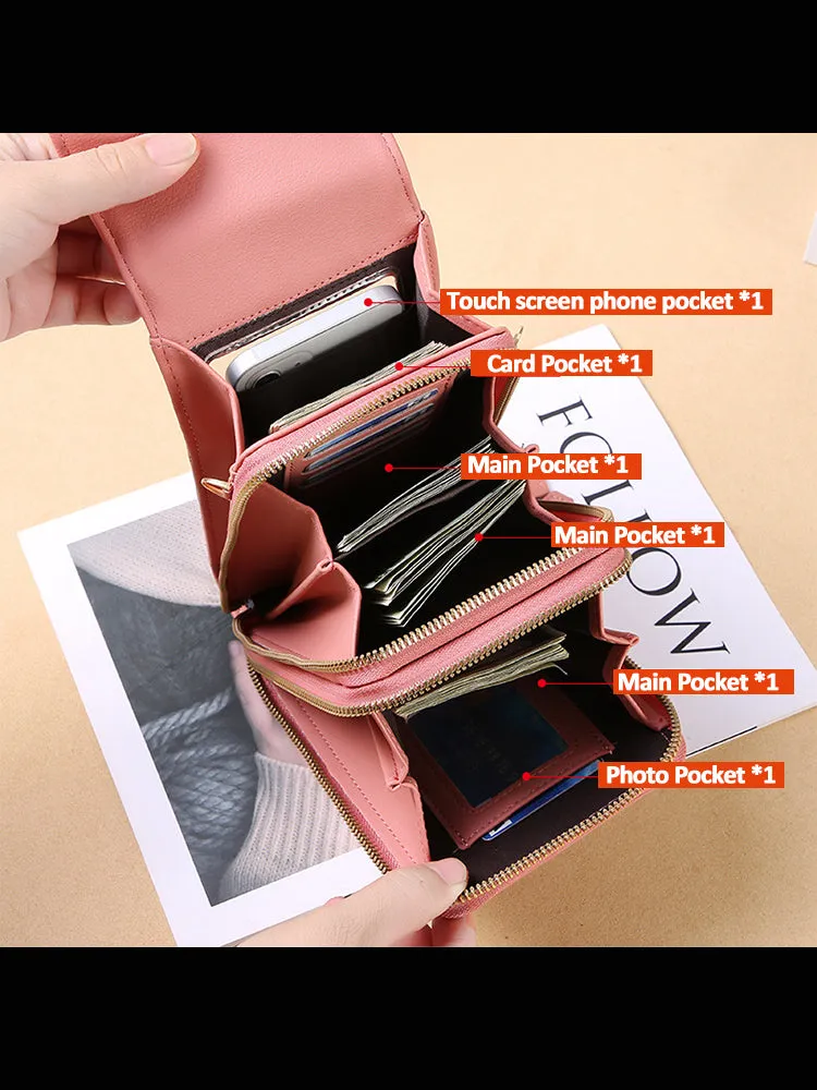Women Crossbody Phone Wallet Bag Multi-Pocket Purse for Phones up to 6.5"