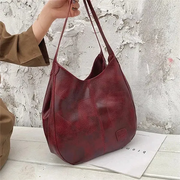 Women Multi-layer PU Leather Casual Shoulder Bag Work Purse