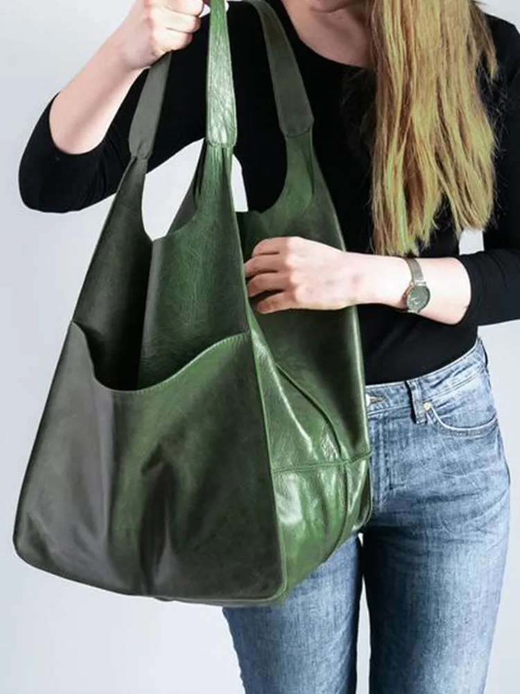 Women's Waterproof Large Capacity PU Leather Tote Shoulder Bags
