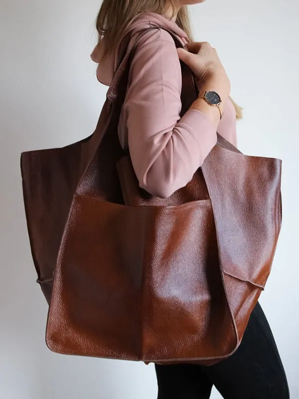 Women's Waterproof Large Capacity PU Leather Tote Shoulder Bags