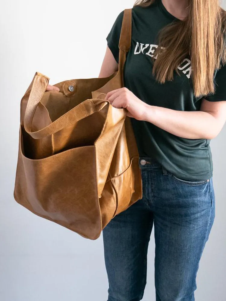 Women's Waterproof Large Capacity PU Leather Tote Shoulder Bags
