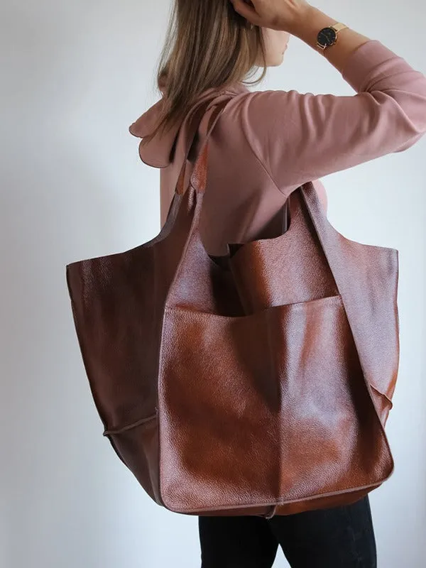 Women's Waterproof Large Capacity PU Leather Tote Shoulder Bags