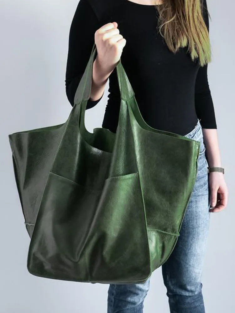 Women's Waterproof Large Capacity PU Leather Tote Shoulder Bags