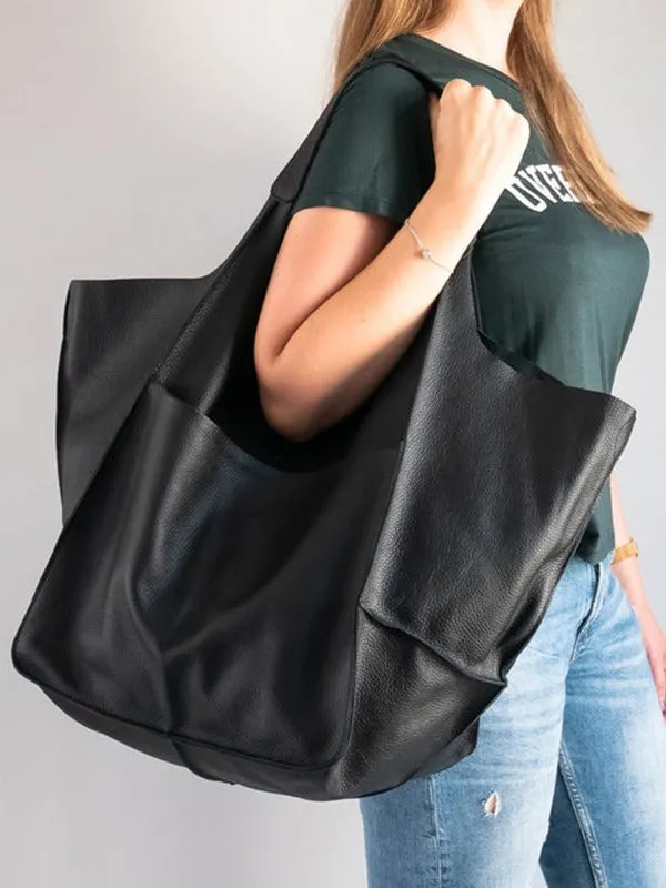 Women's Waterproof Large Capacity PU Leather Tote Shoulder Bags