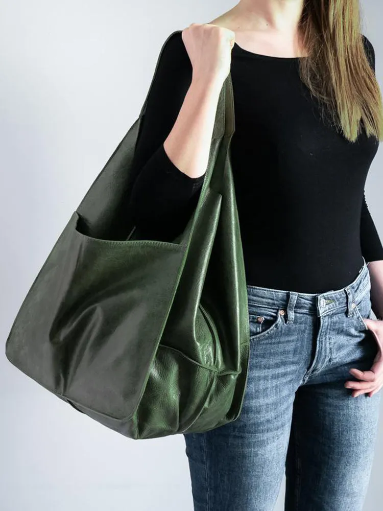 Women's Waterproof Large Capacity PU Leather Tote Shoulder Bags