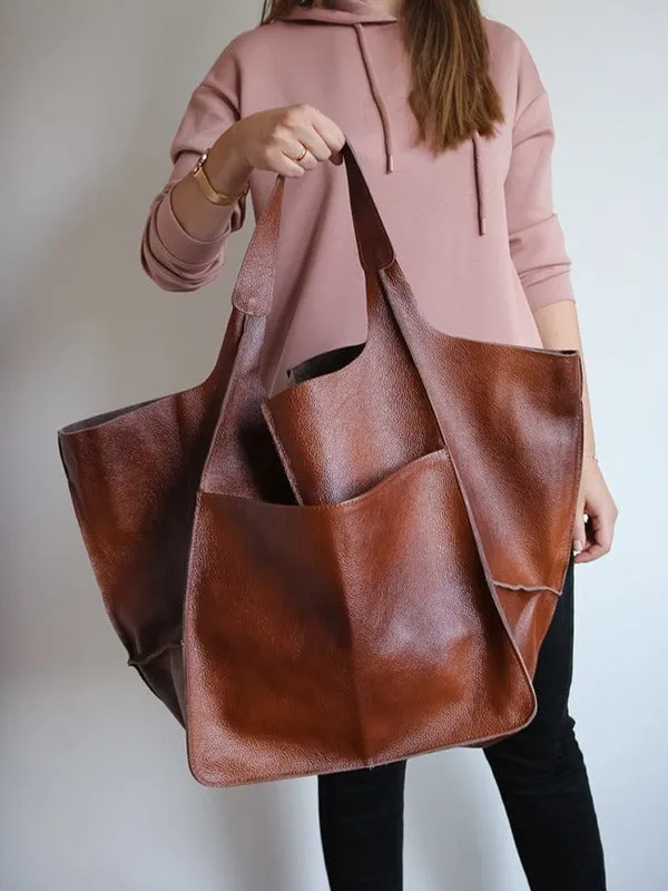 Women's Waterproof Large Capacity PU Leather Tote Shoulder Bags