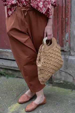 Wooden Handle Paper Woven Bag
