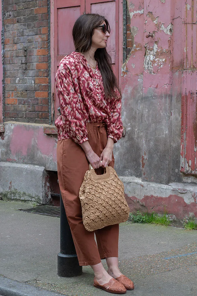 Wooden Handle Paper Woven Bag