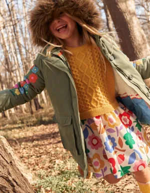 Woven & Knit Mix Dress-Ochre Acorn Floral